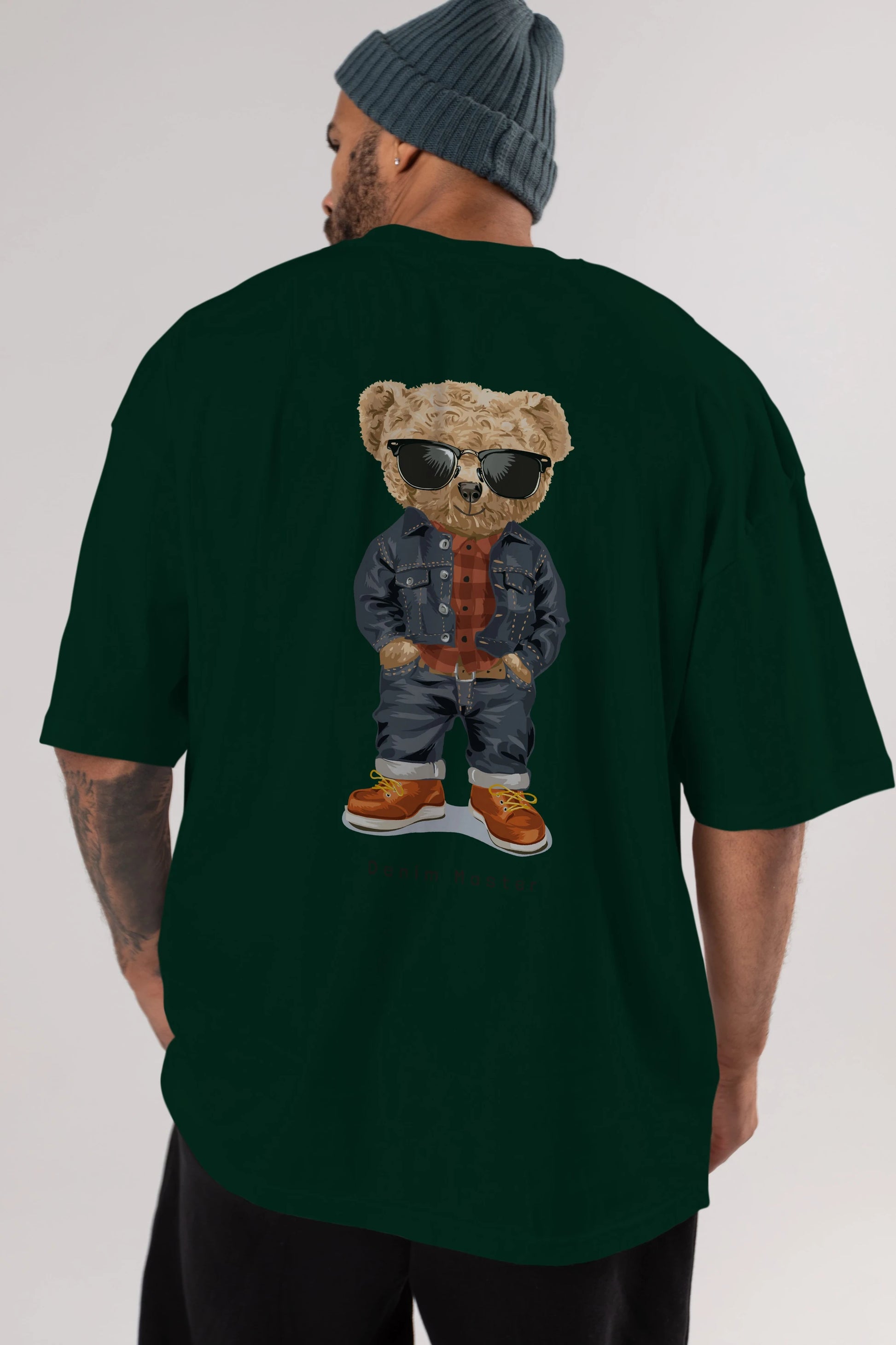 Teddy Bear Tarz Arka Baskılı Oversize t-shirt Erkek Kadın Unisex %100 Pamuk