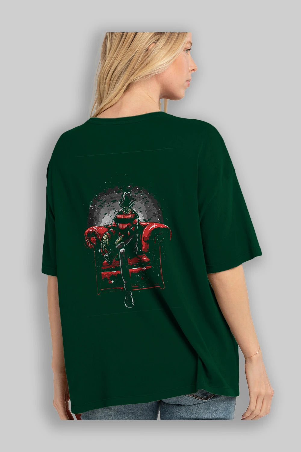 Nightmare Side Arka Baskılı Oversize t-shirt Erkek Kadın Unisex %100 Pamuk