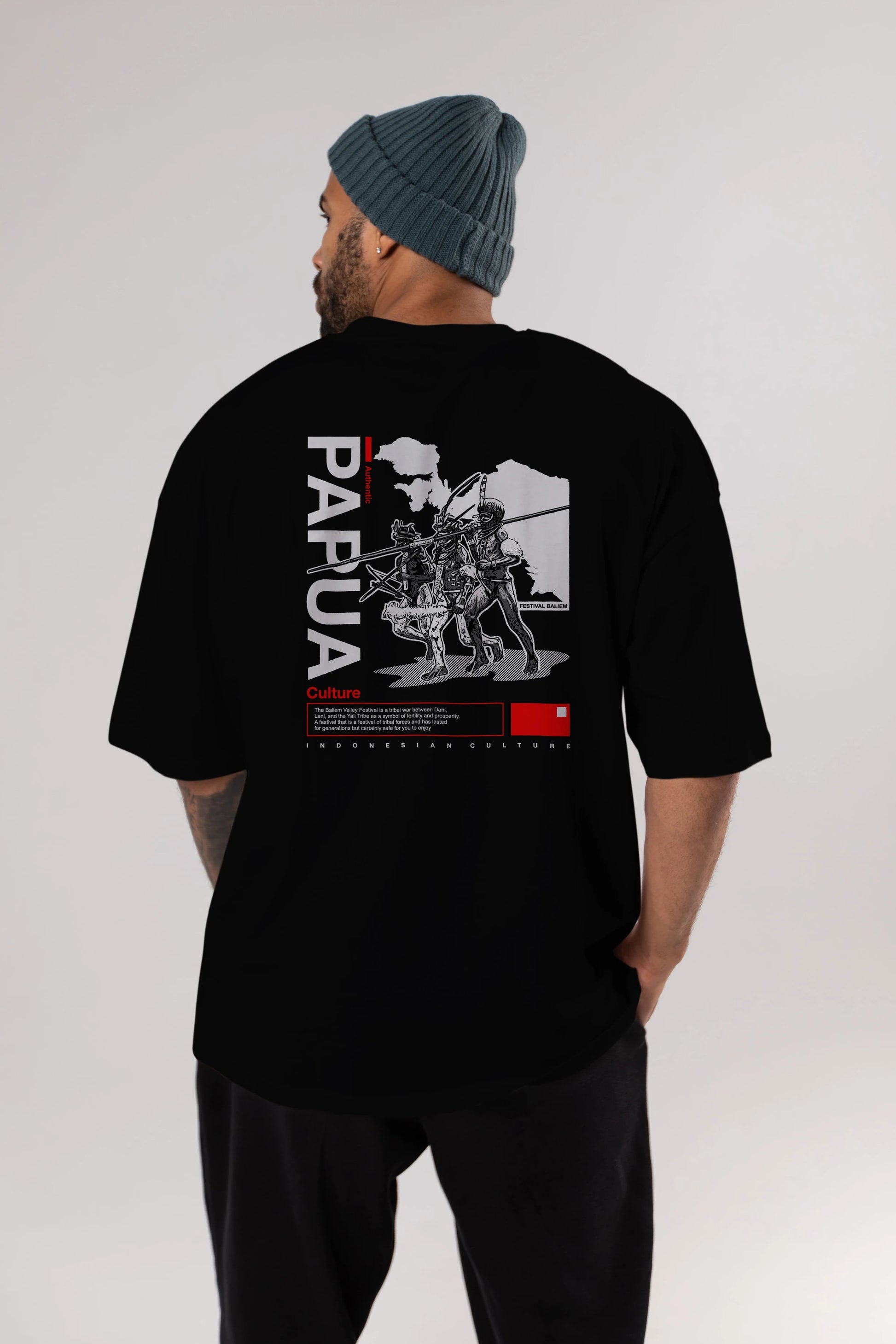 Papua Culture Arka Baskılı Oversize t-shirt Erkek Kadın Unisex