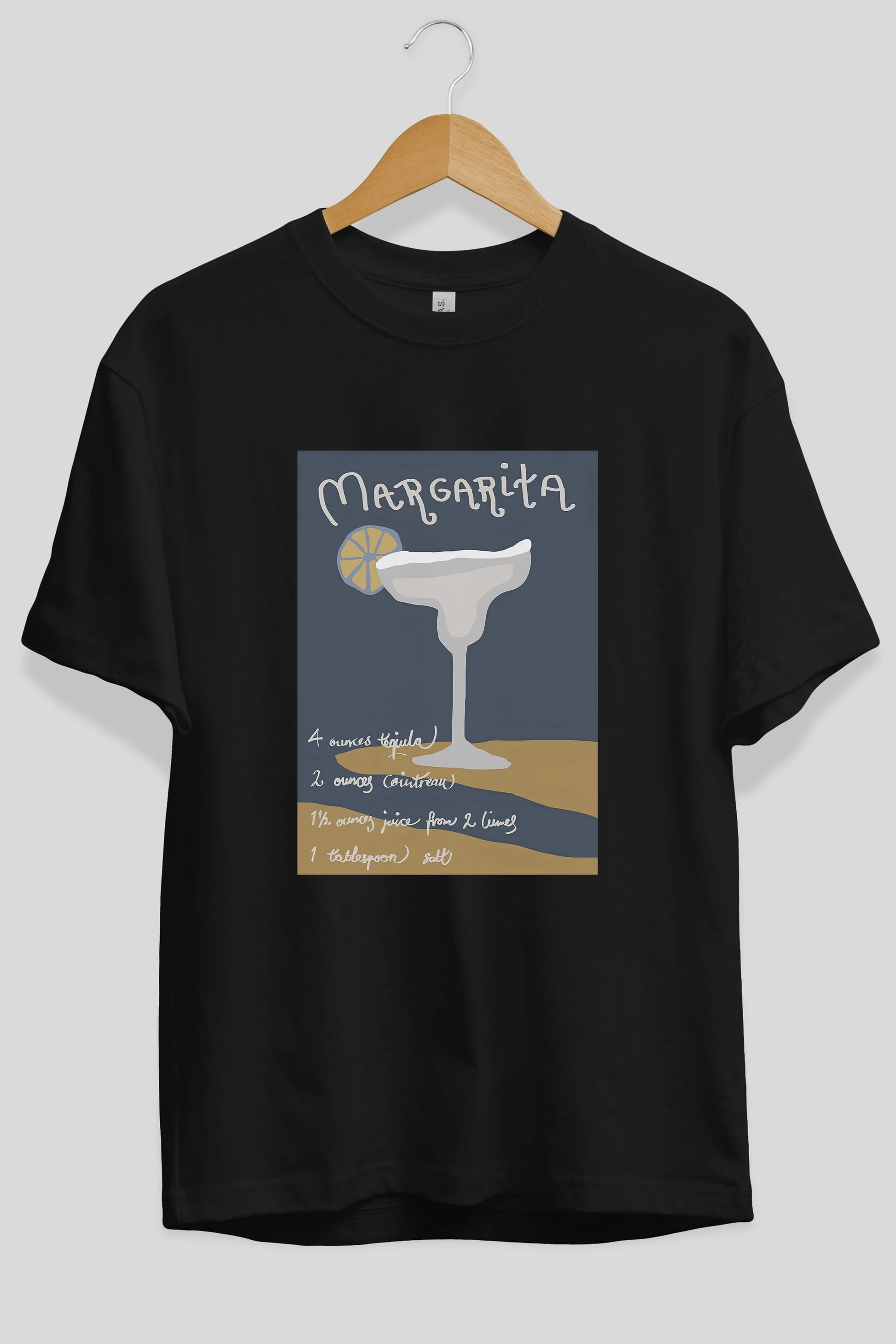 Margarita 2 Ön Baskılı Oversize t-shirt Erkek Kadın Unisex %100 Pamuk Bisiklet Yaka tişort