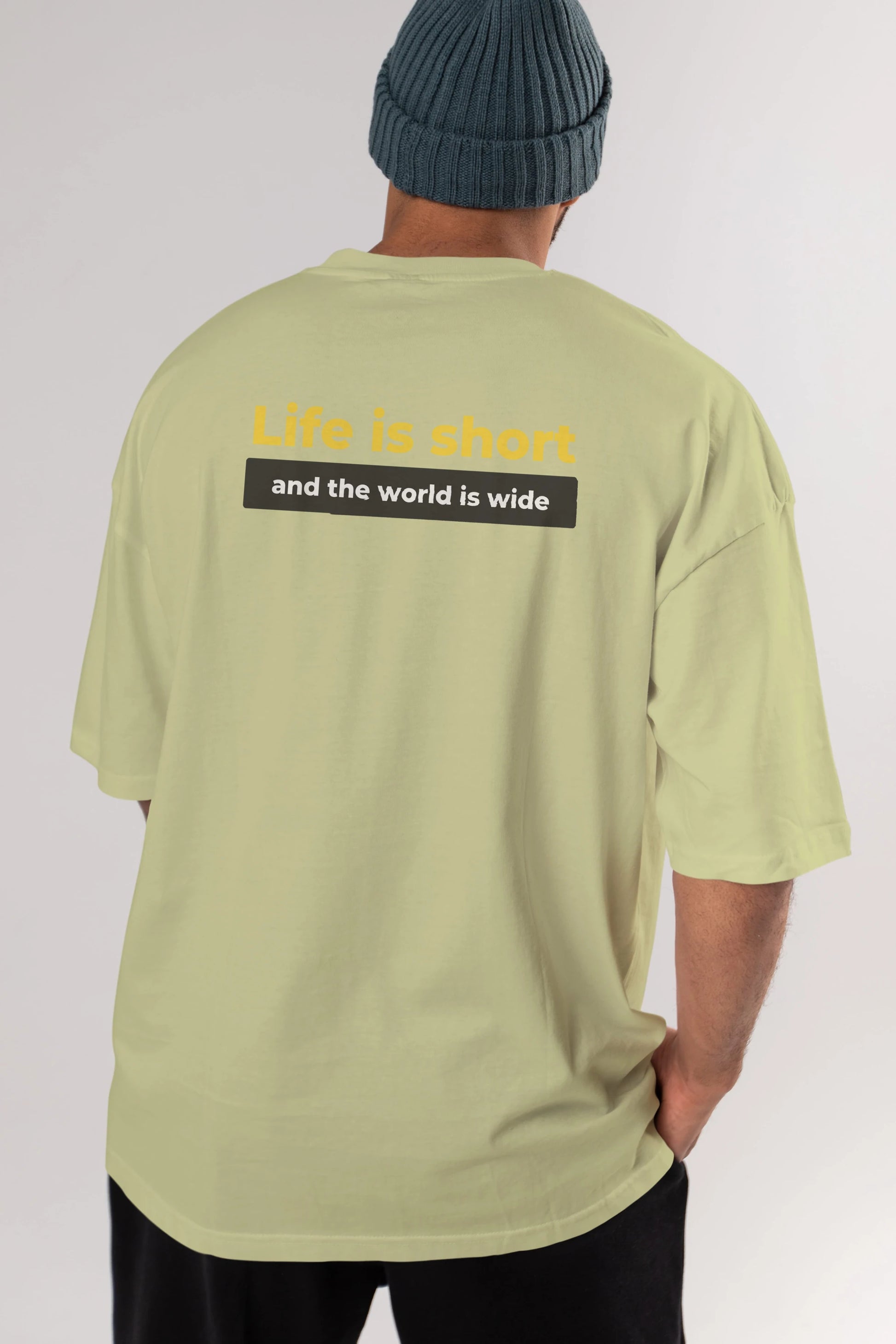 Life is Short Yazılı Arka Baskılı Oversize t-shirt Erkek Kadın Unisex