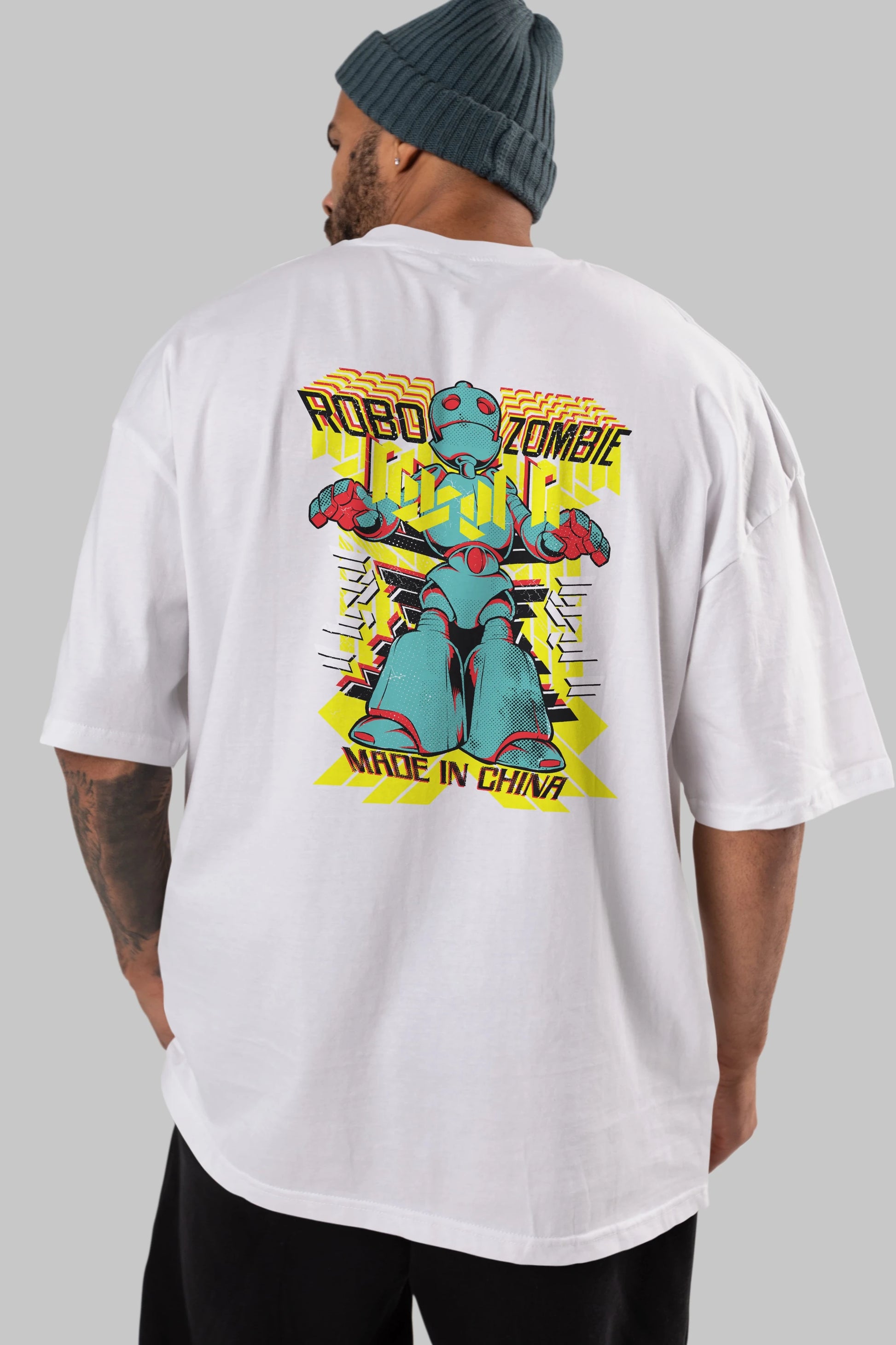 Robo Zombie Arka Baskılı Oversize t-shirt Erkek Kadın Unisex
