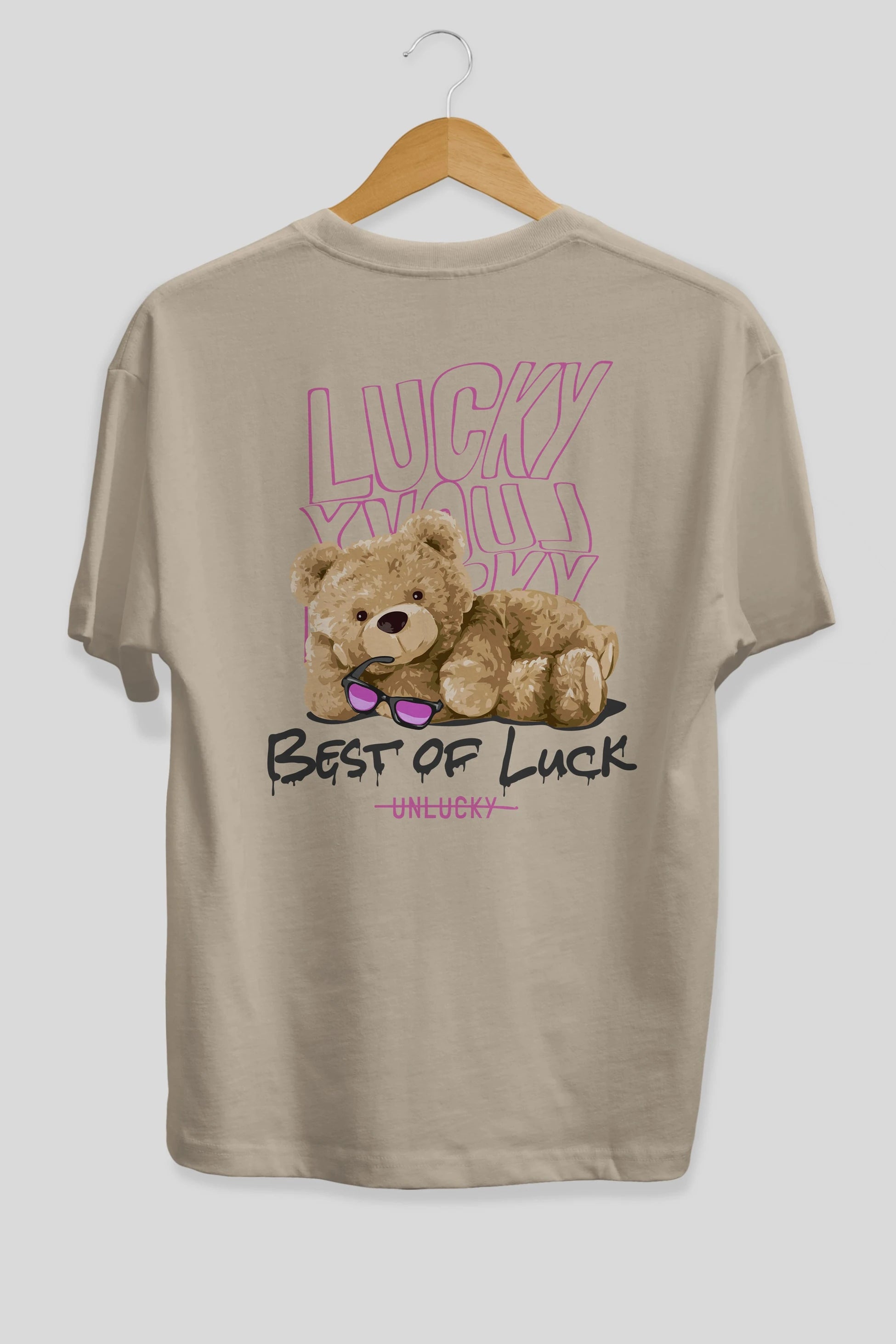 Best of Lucky Bear Arka Baskılı Oversize t-shirt Erkek Kadın Unisex