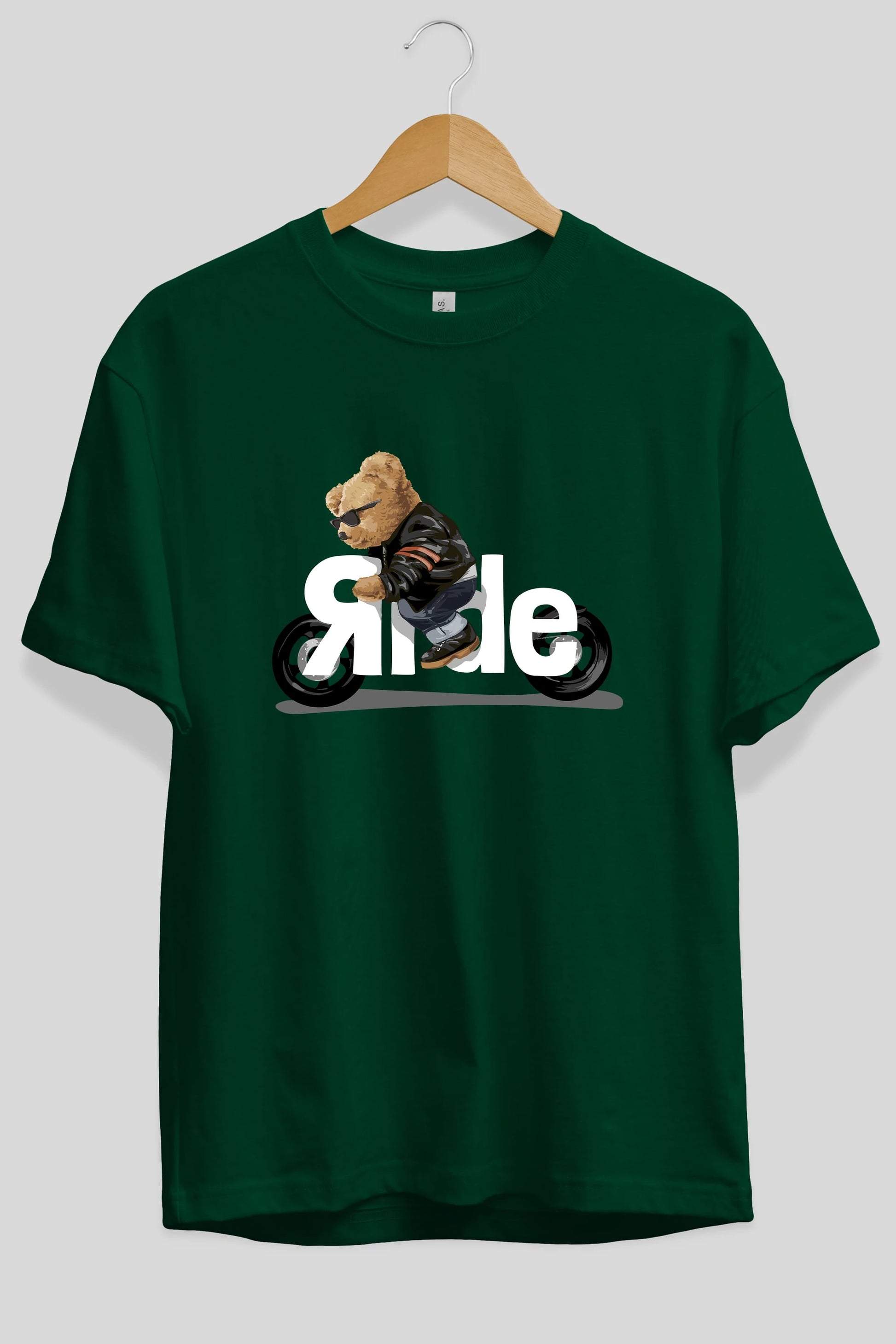 Teddy Bear Ride Ön Baskılı Oversize t-shirt Erkek Kadın Unisex %100 Pamuk