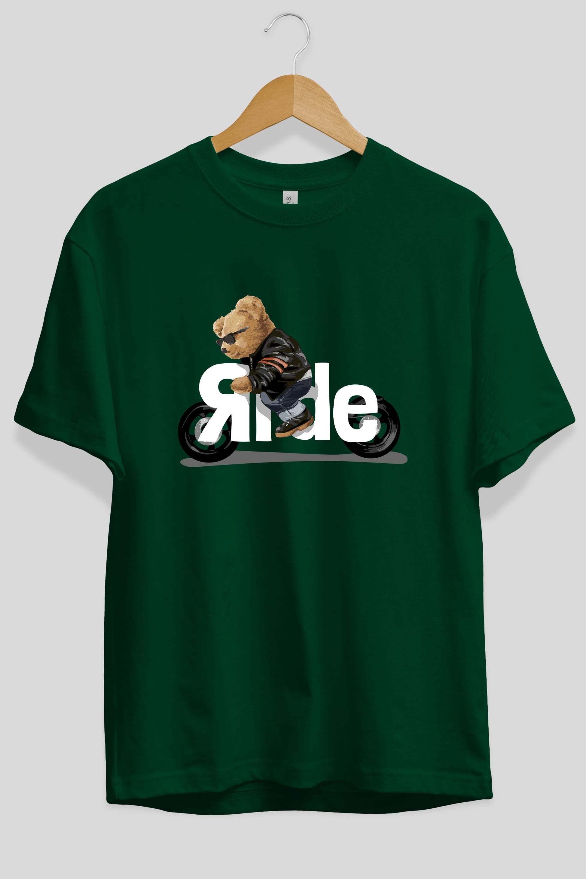 Teddy Bear Ride Ön Baskılı Oversize t-shirt Erkek Kadın Unisex %100 Pamuk