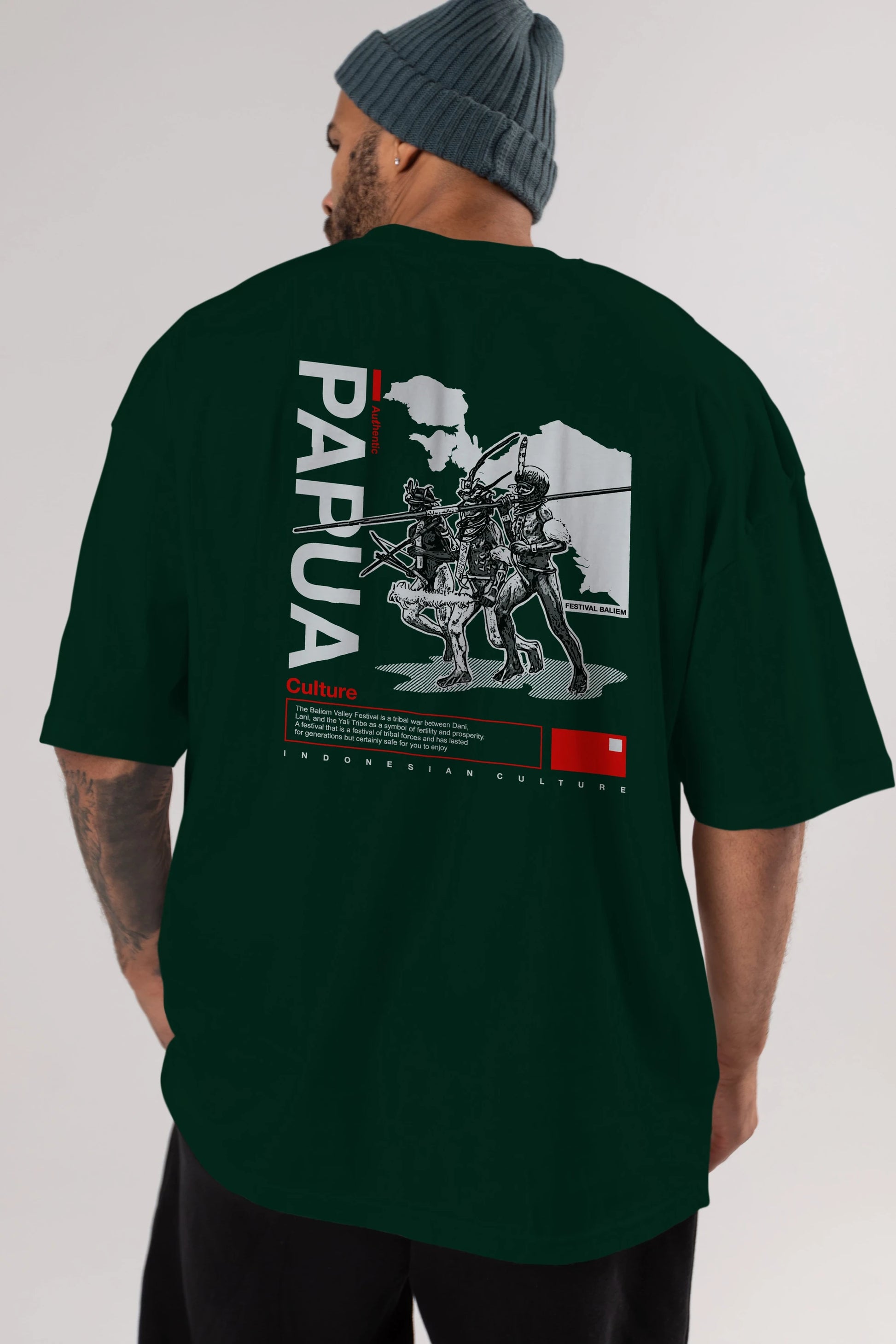 Papua Culture Arka Baskılı Oversize t-shirt Erkek Kadın Unisex