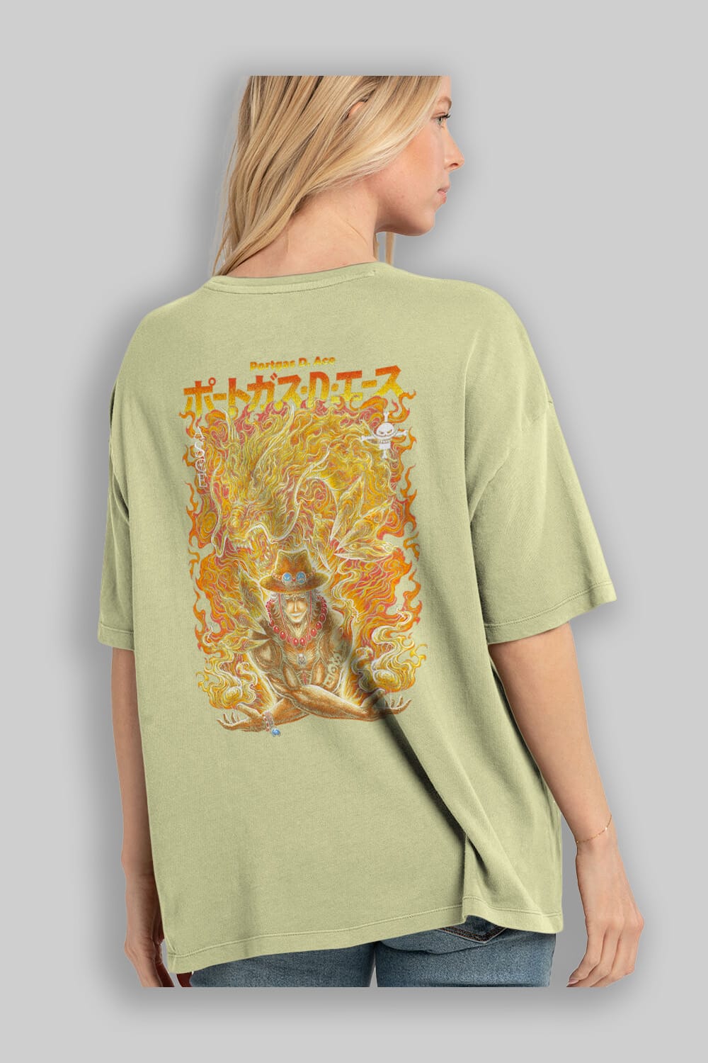 PORTGAS D. ACE Anime Arka Baskılı Oversize t-shirt Erkek Kadın Unisex