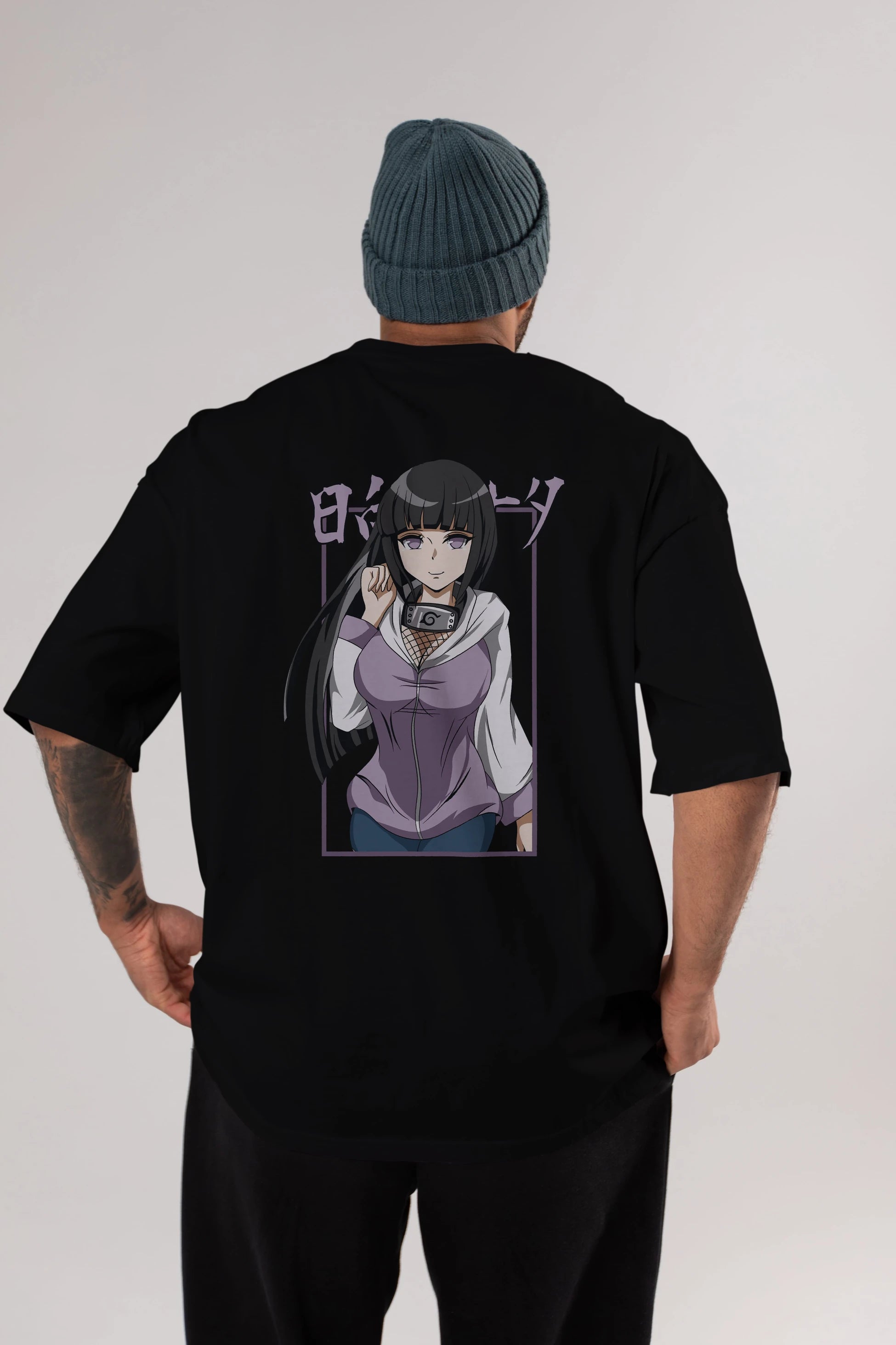 Hinata NARUTO Anime Arka Baskılı Oversize t-shirt Erkek Kadın Unisex