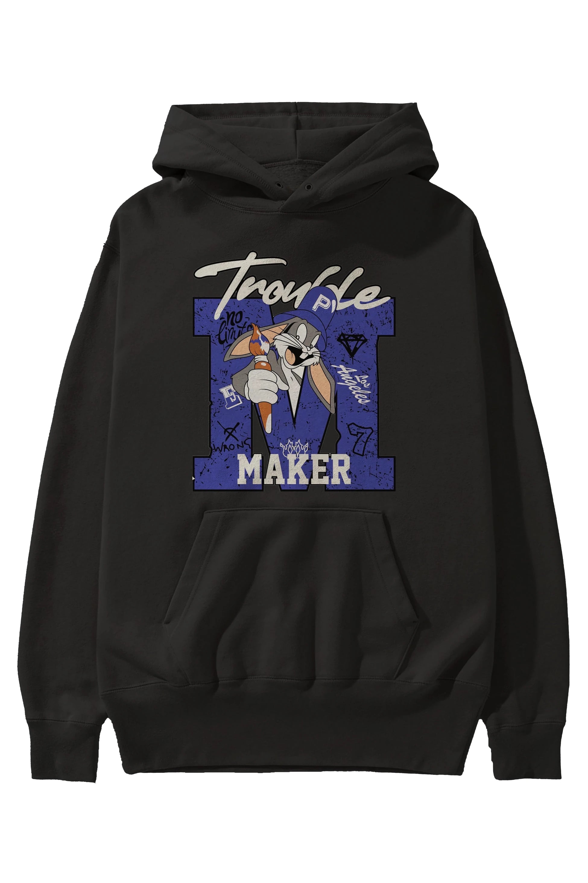 Bugs Bunny Ön Baskılı Hoodie Oversize Kapüşonlu Sweatshirt Erkek Kadın Unisex