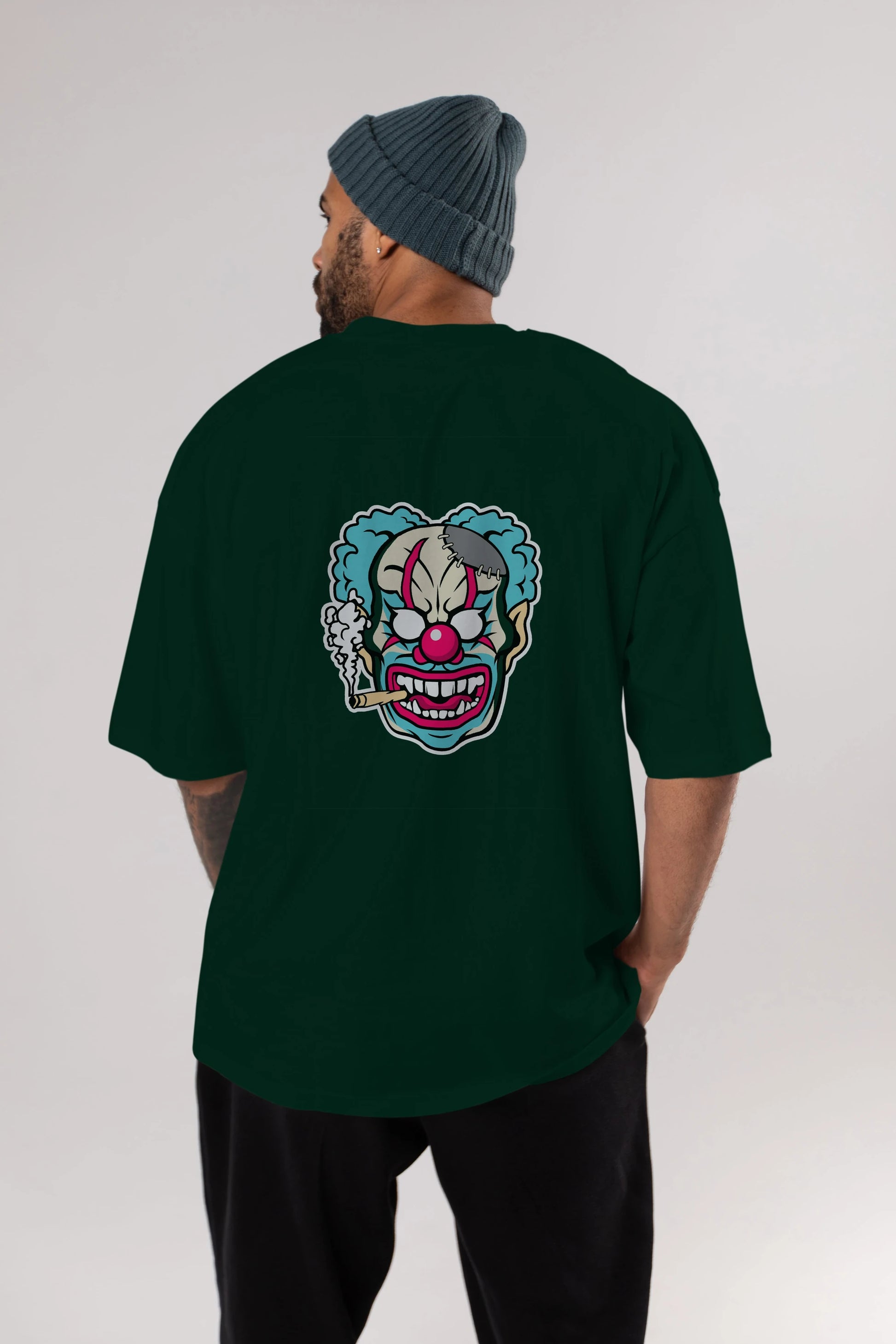 Clown Beast Arka Baskılı Oversize t-shirt Erkek Kadın Unisex %100 Pamuk tişort