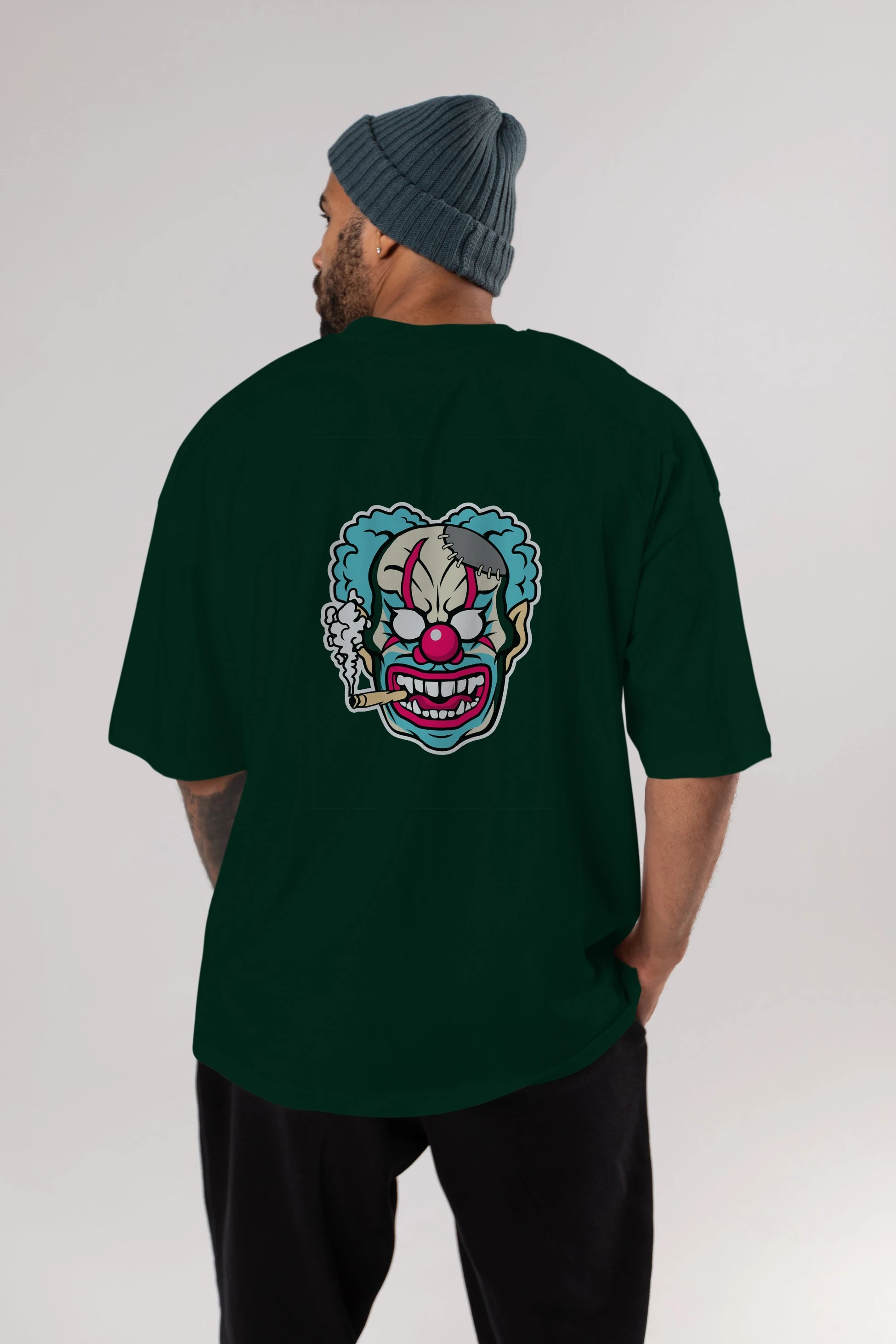 Clown Beast Arka Baskılı Oversize t-shirt Erkek Kadın Unisex %100 Pamuk tişort