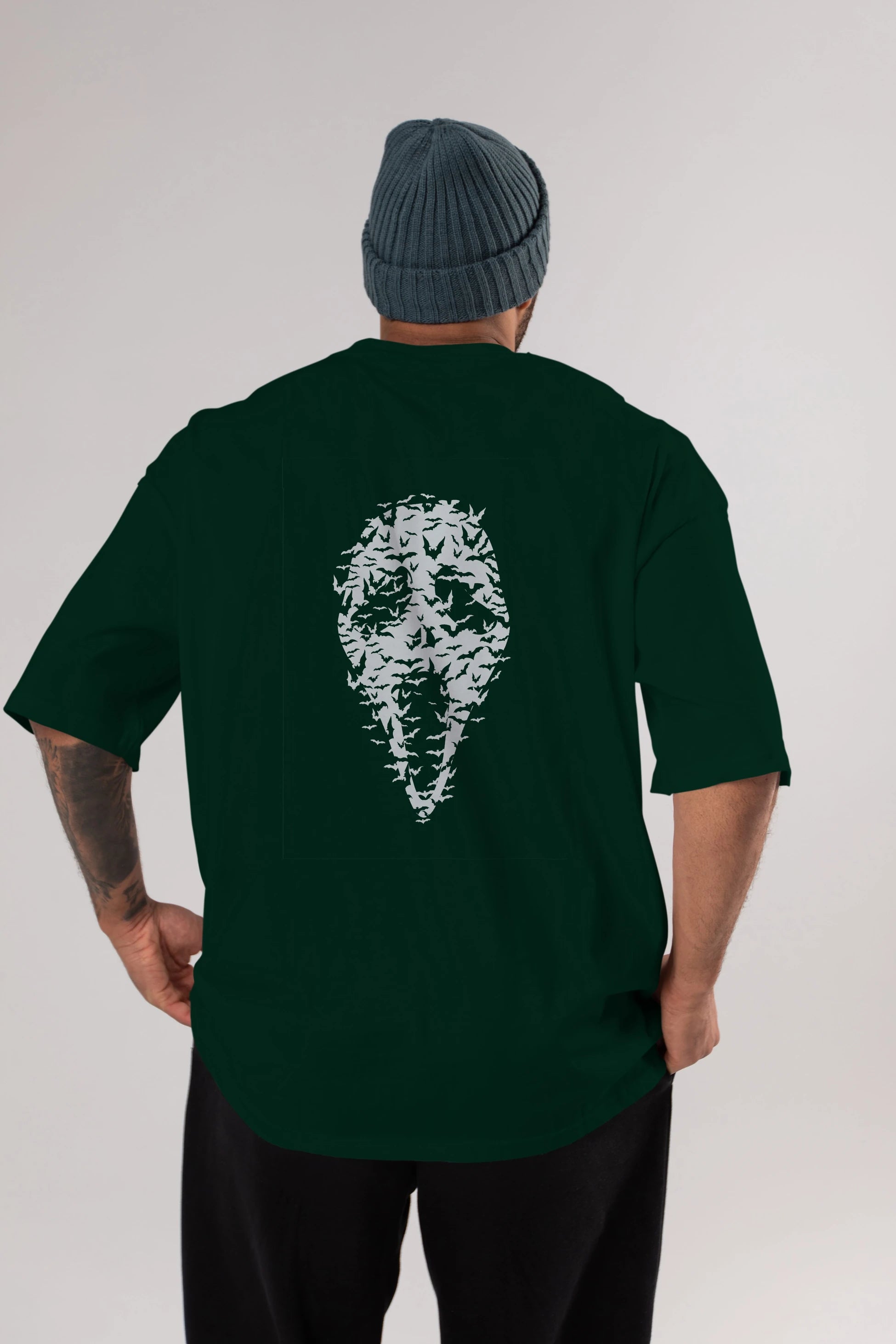 Ghost Face Bats Arka Baskılı Oversize t-shirt %100 pamuk Erkek Kadın Unisex