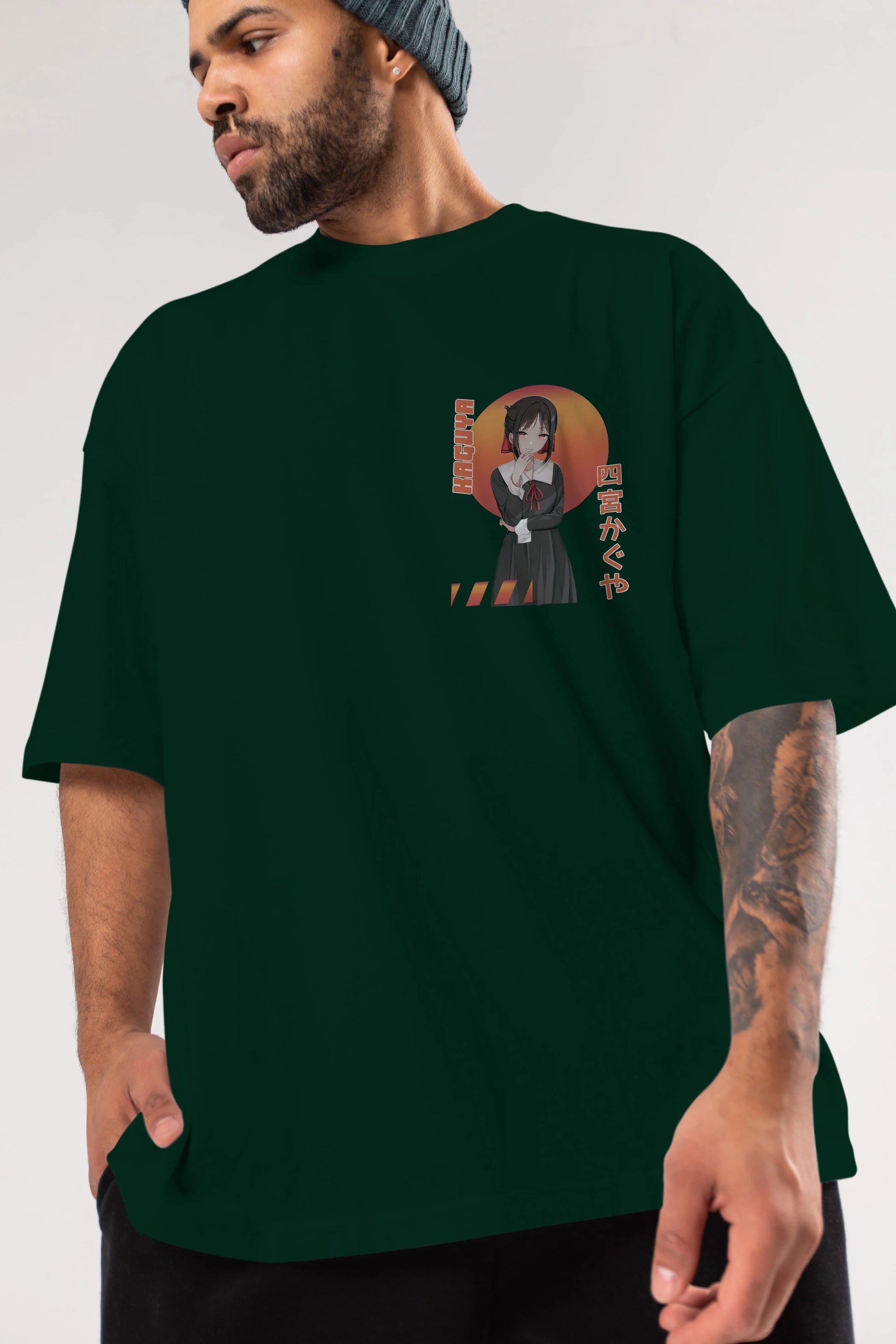 Kaguya Shinomiya 5 Ön Sol Baskılı Oversize t-shirt Erkek Kadın Unisex %100 Pamuk Bisiklet Yaka tişort