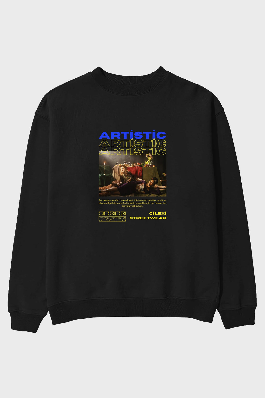 Artistic Yazılı Streetwear Ön Baskılı Oversize Sweatshirt Erkek Kadın Unisex