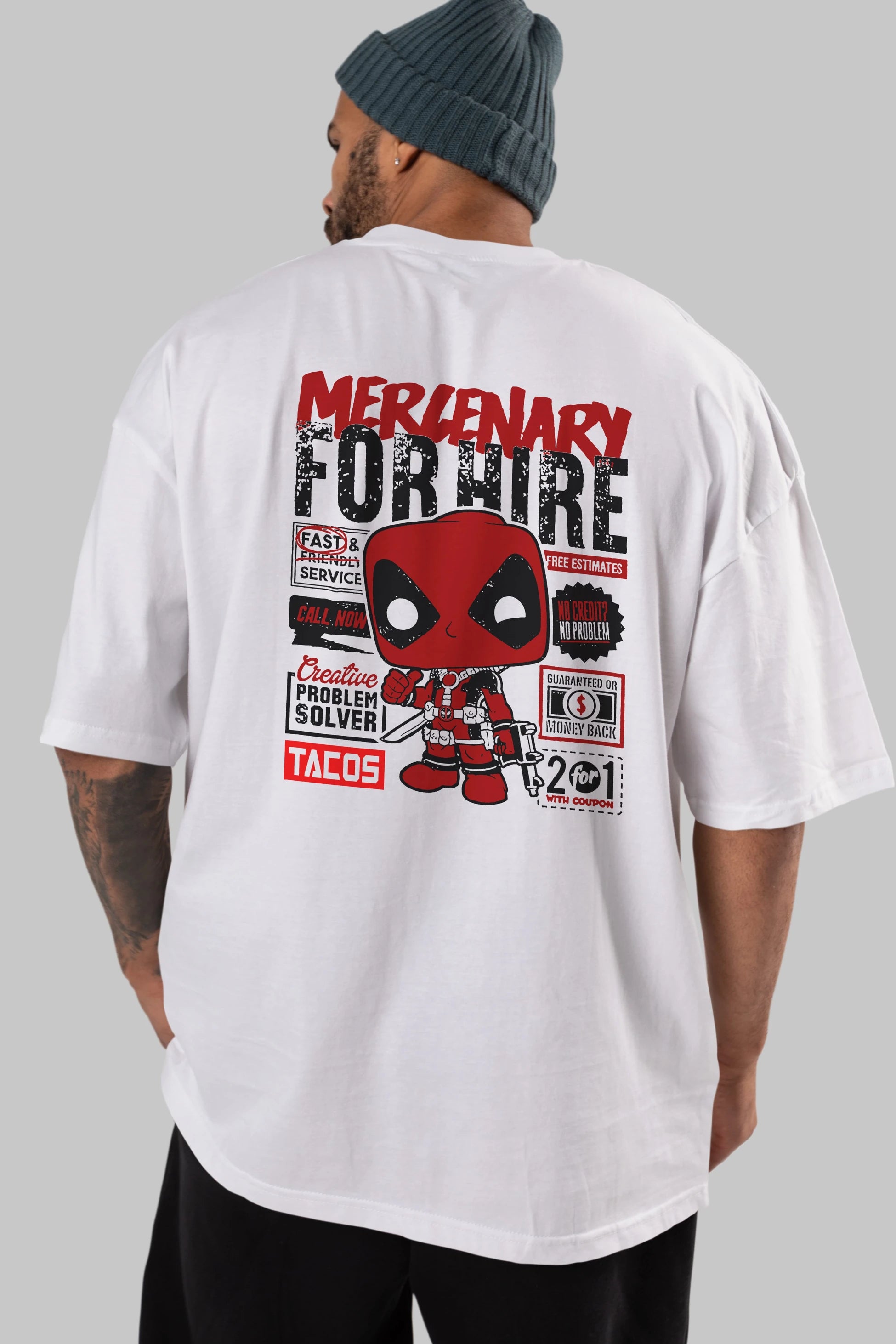 Deadpool (18) Arka Baskılı Oversize t-shirt Erkek Kadın Unisex %100 Pamuk Bisiklet Yaka tişort