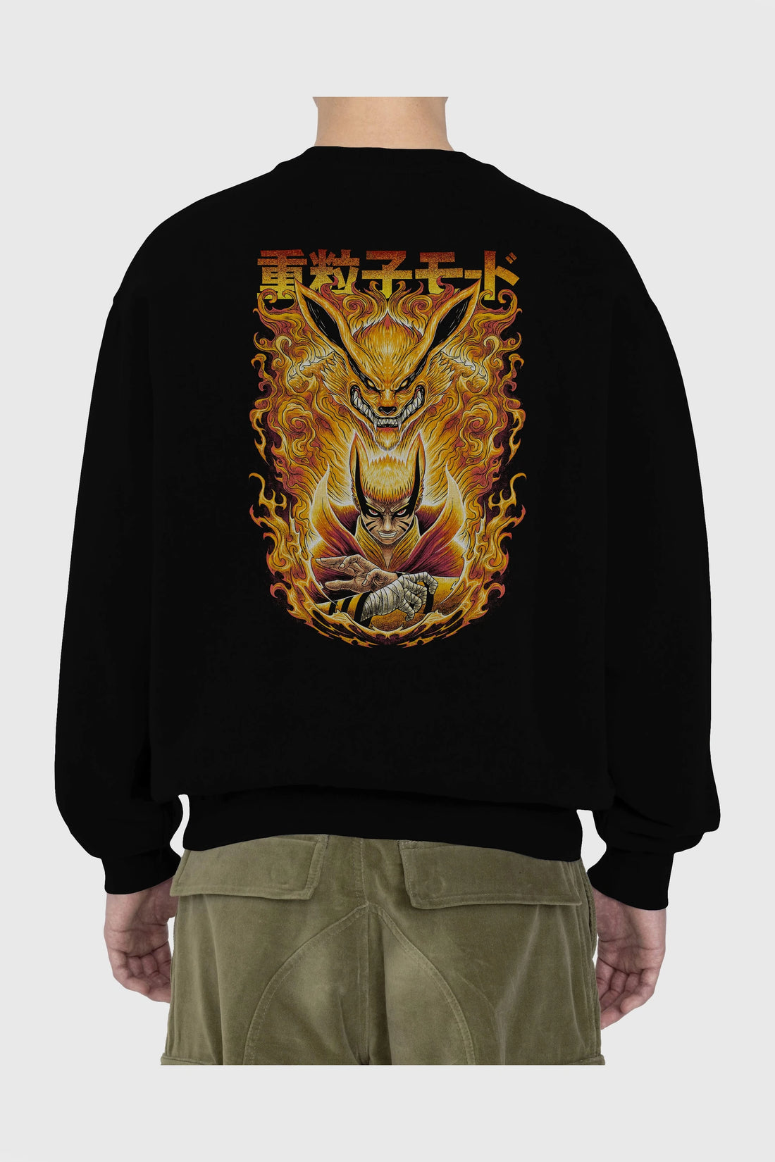 NARUTO KYUUBI 1 Anime Arka Baskılı Oversize Sweatshirt Erkek Kadın Unisex