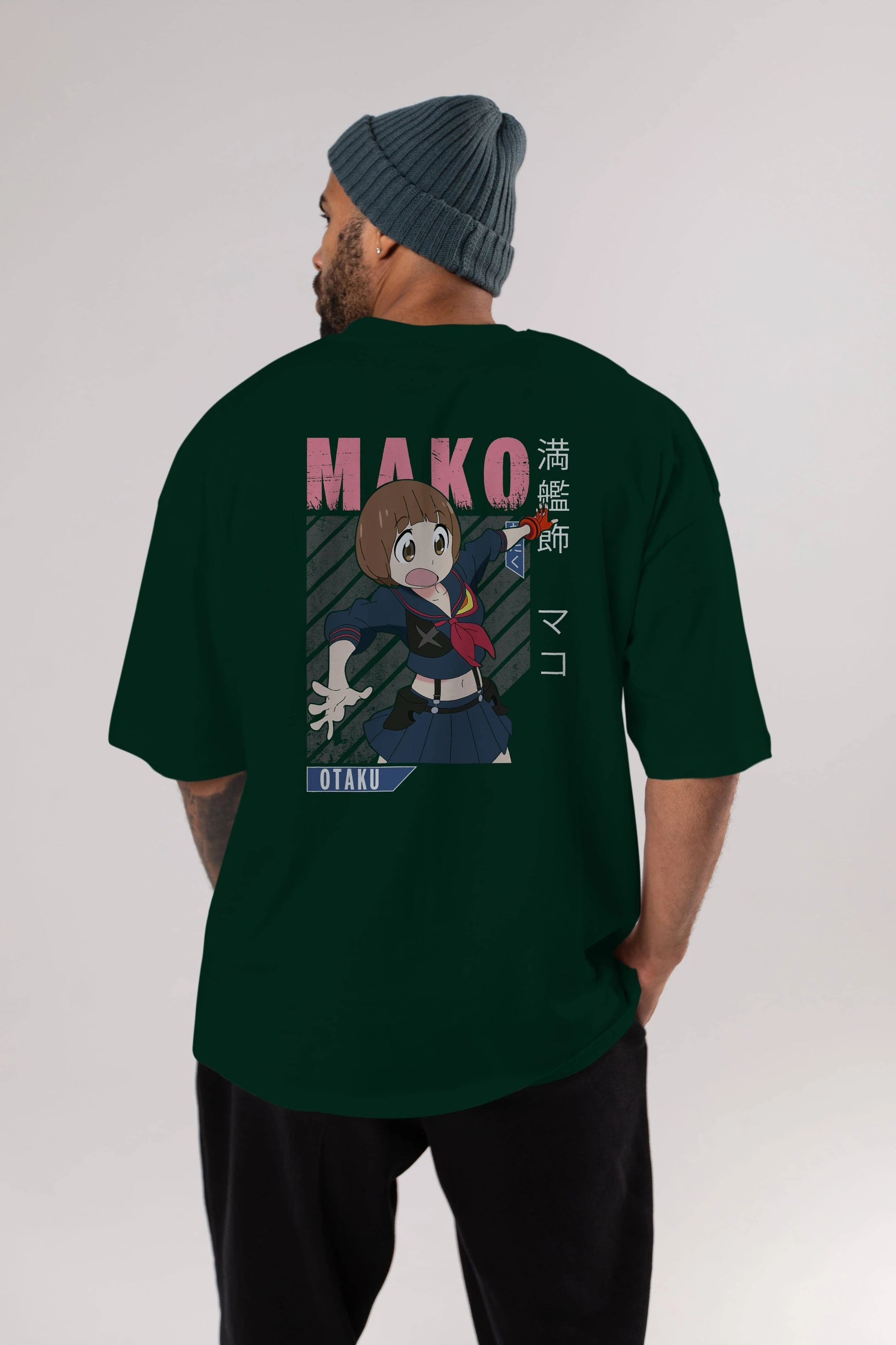 Mako Mankanshoku 2 Anime Arka Baskılı Oversize t-shirt Erkek Kadın Unisex
