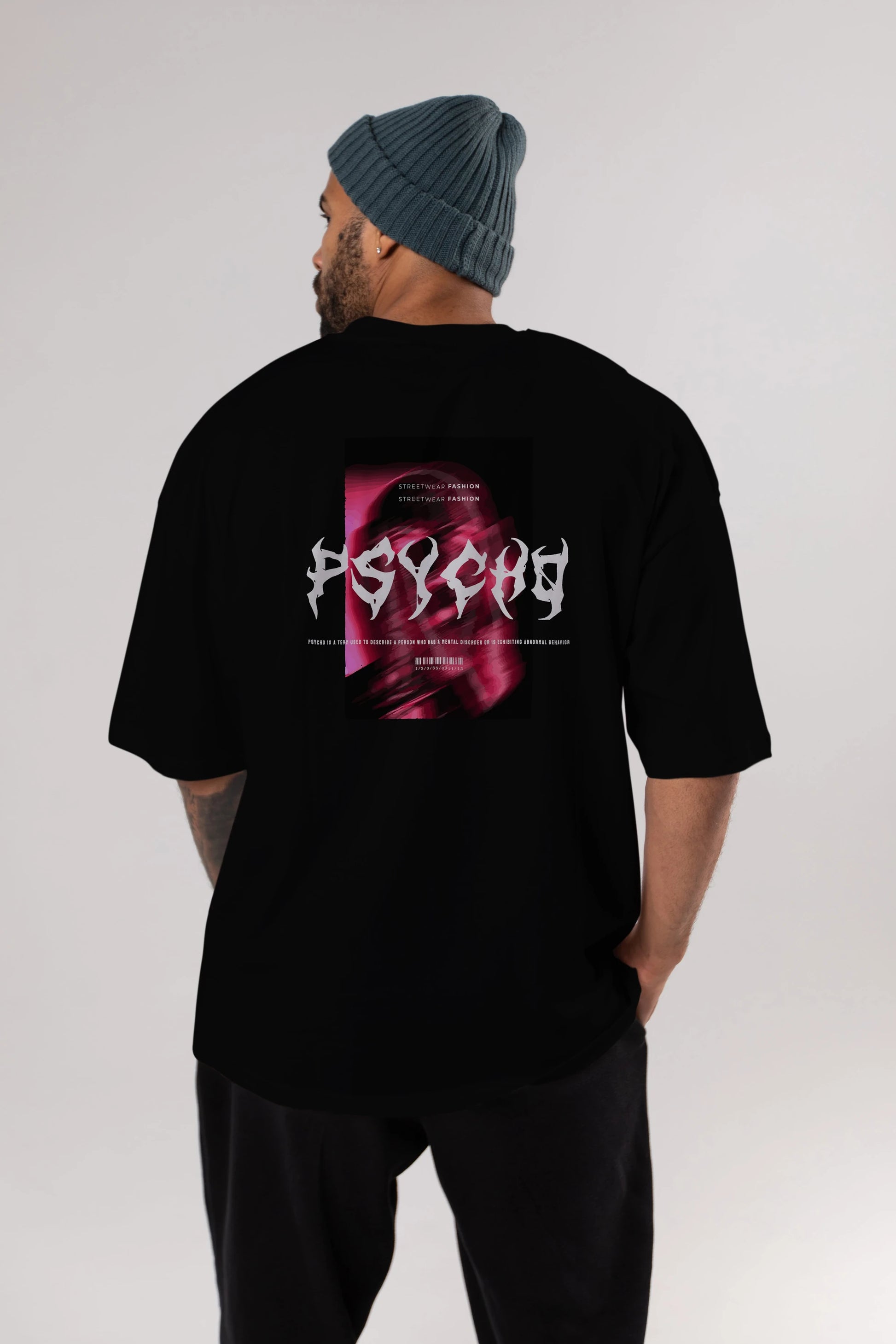 Psycho Streetwear Arka Baskılı Oversize t-shirt Erkek Kadın Unisex