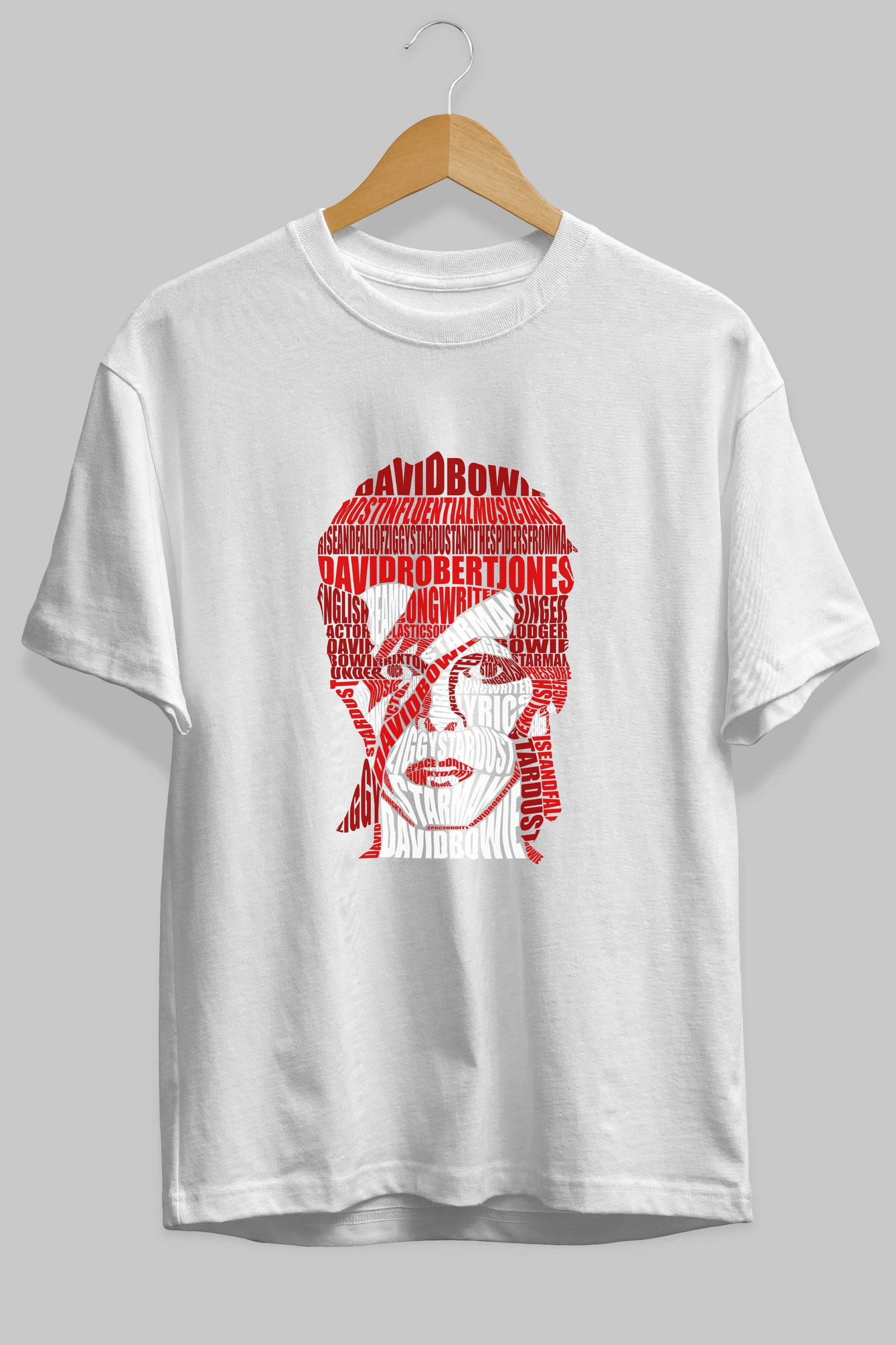 David Bowie Calligram Ön Baskılı Oversize t-shirt %100 pamuk Erkek Kadın Unisex