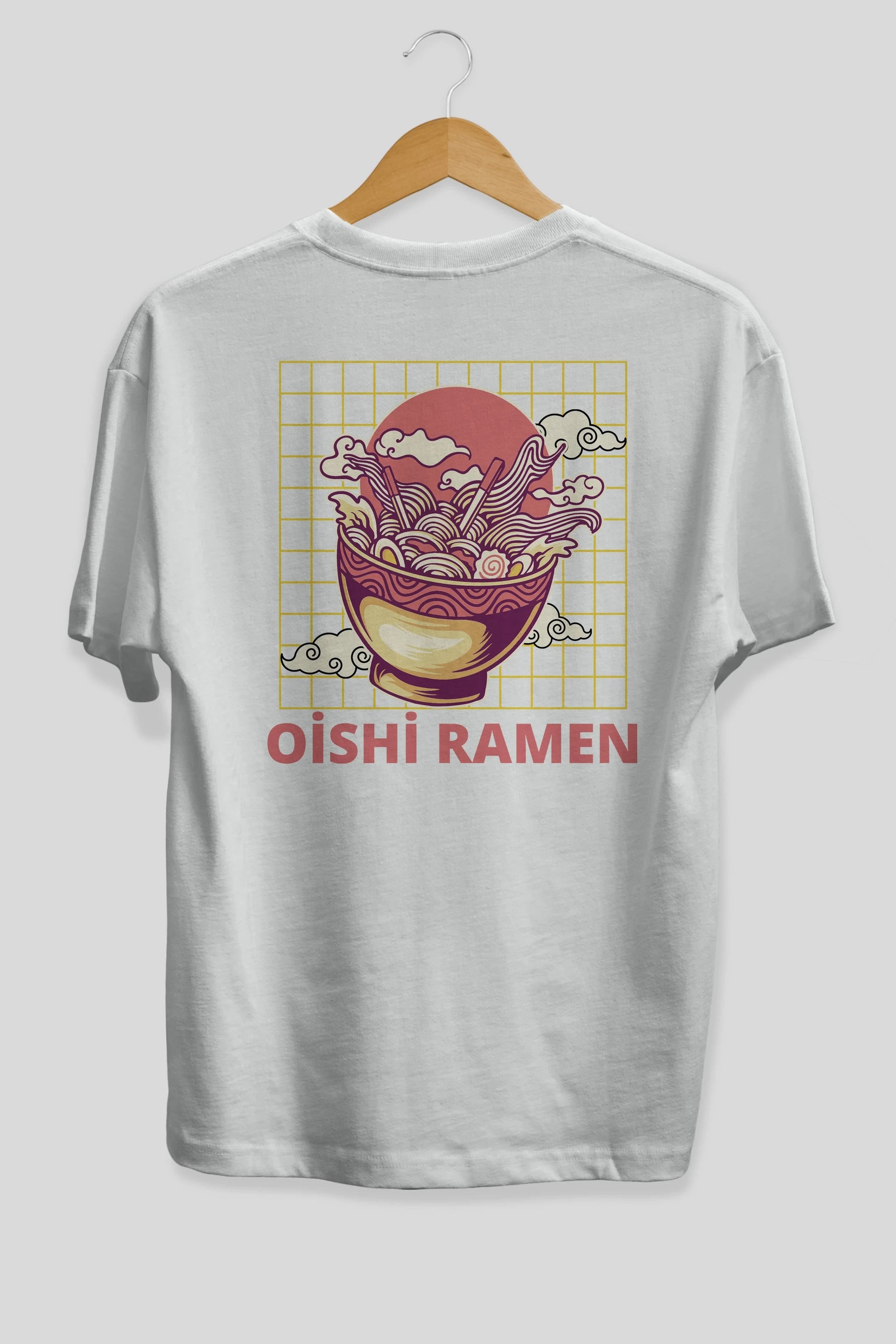 Oishi Ramen Yazılı Arka Baskılı Oversize t-shirt Erkek Kadın Unisex