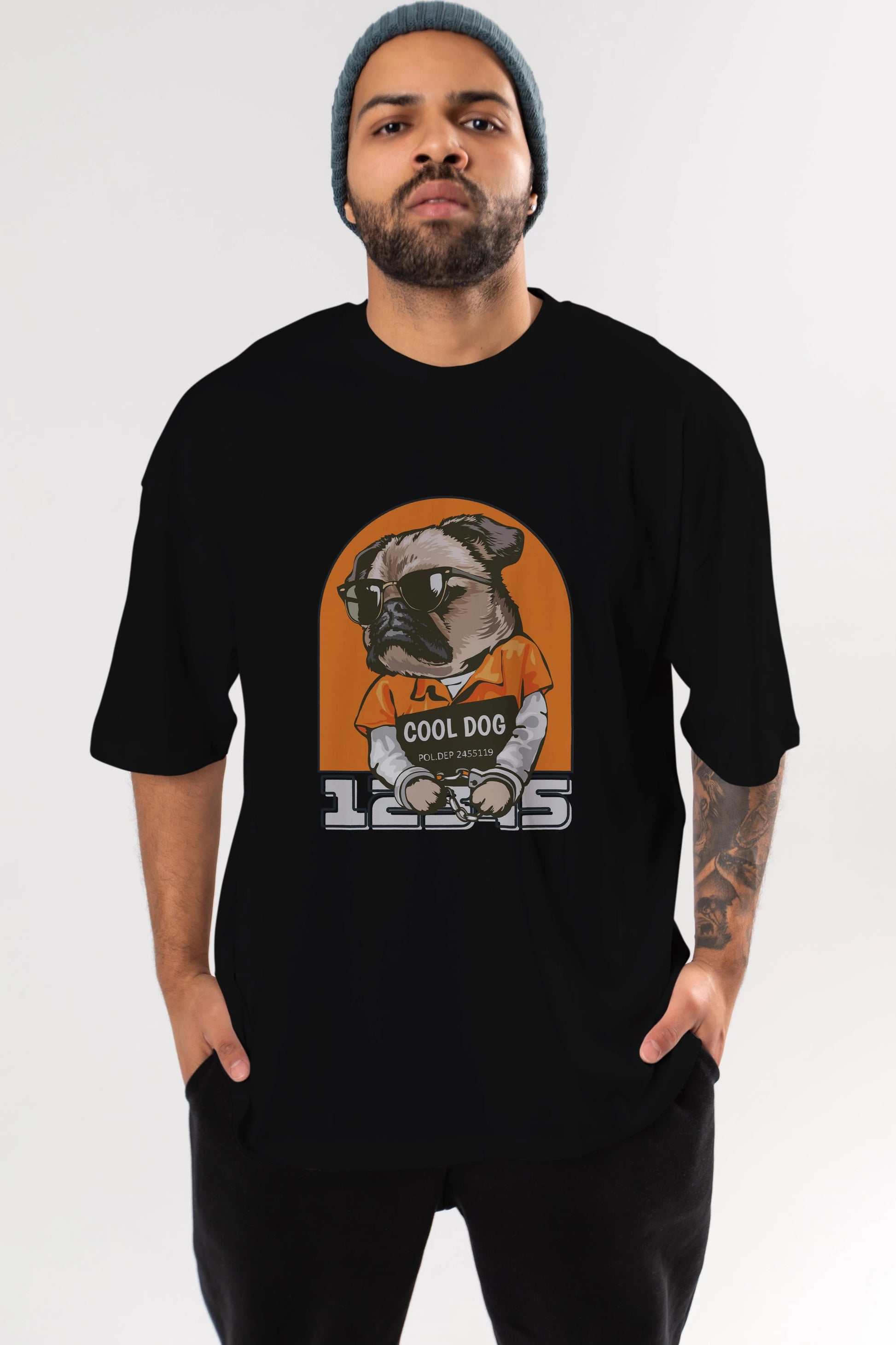 Cool Dog Ön Baskılı Oversize t-shirt Erkek Kadın Unisex