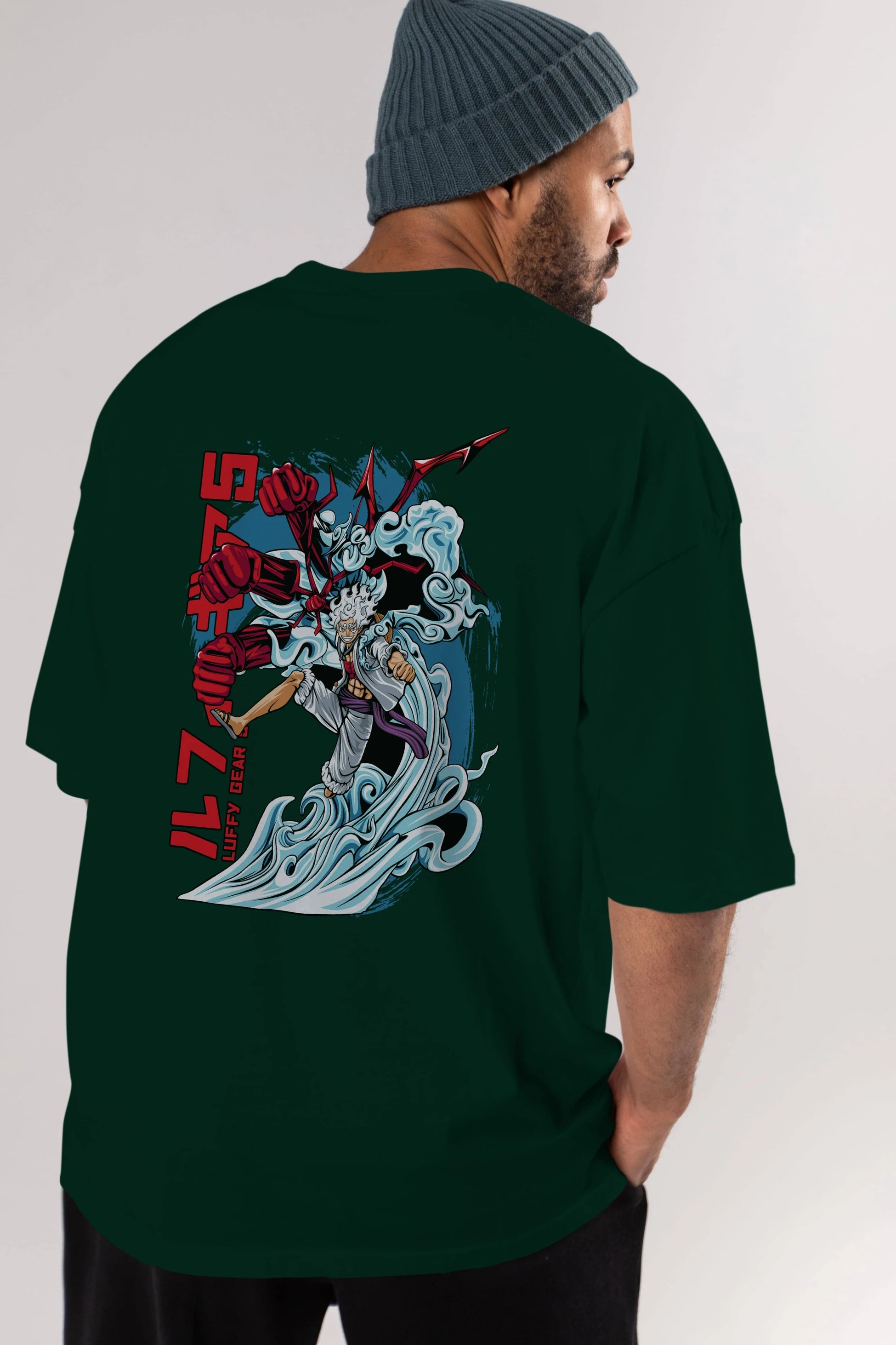 MONKEY D. LUFFY GEAR5 2 Anime Arka Baskılı Oversize t-shirt Erkek Kadın Unisex