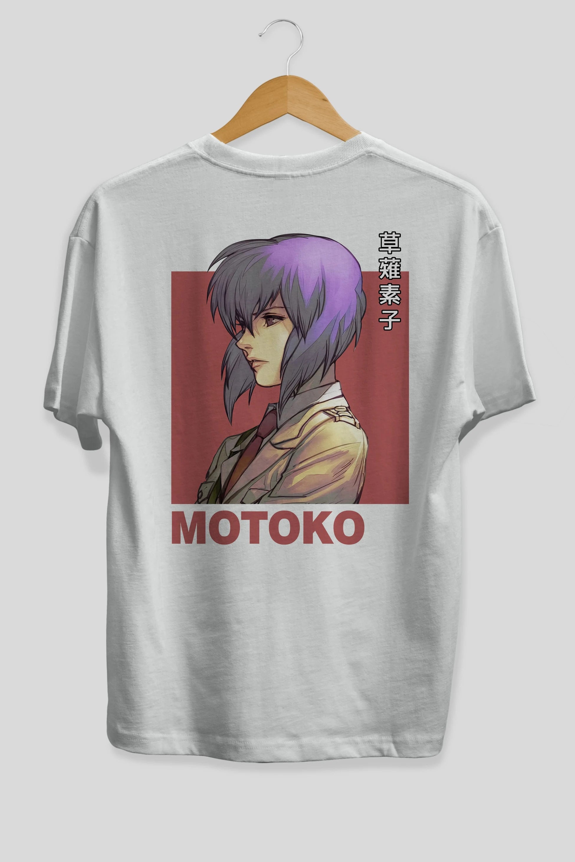Motoko Kusanagi 12 Anime Arka Baskılı Oversize t-shirt Erkek Kadın Unisex