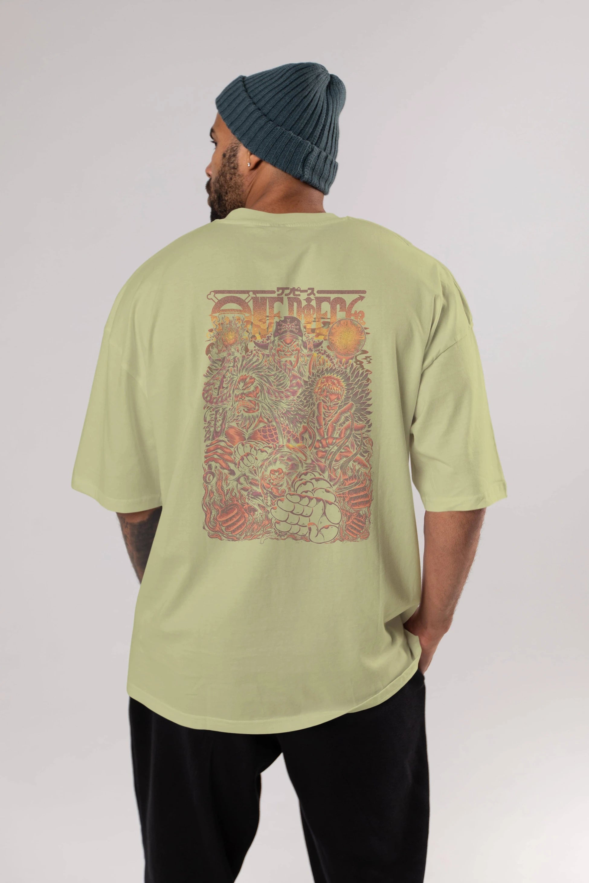ONE PIECE Anime Arka Baskılı Oversize t-shirt Erkek Kadın Unisex