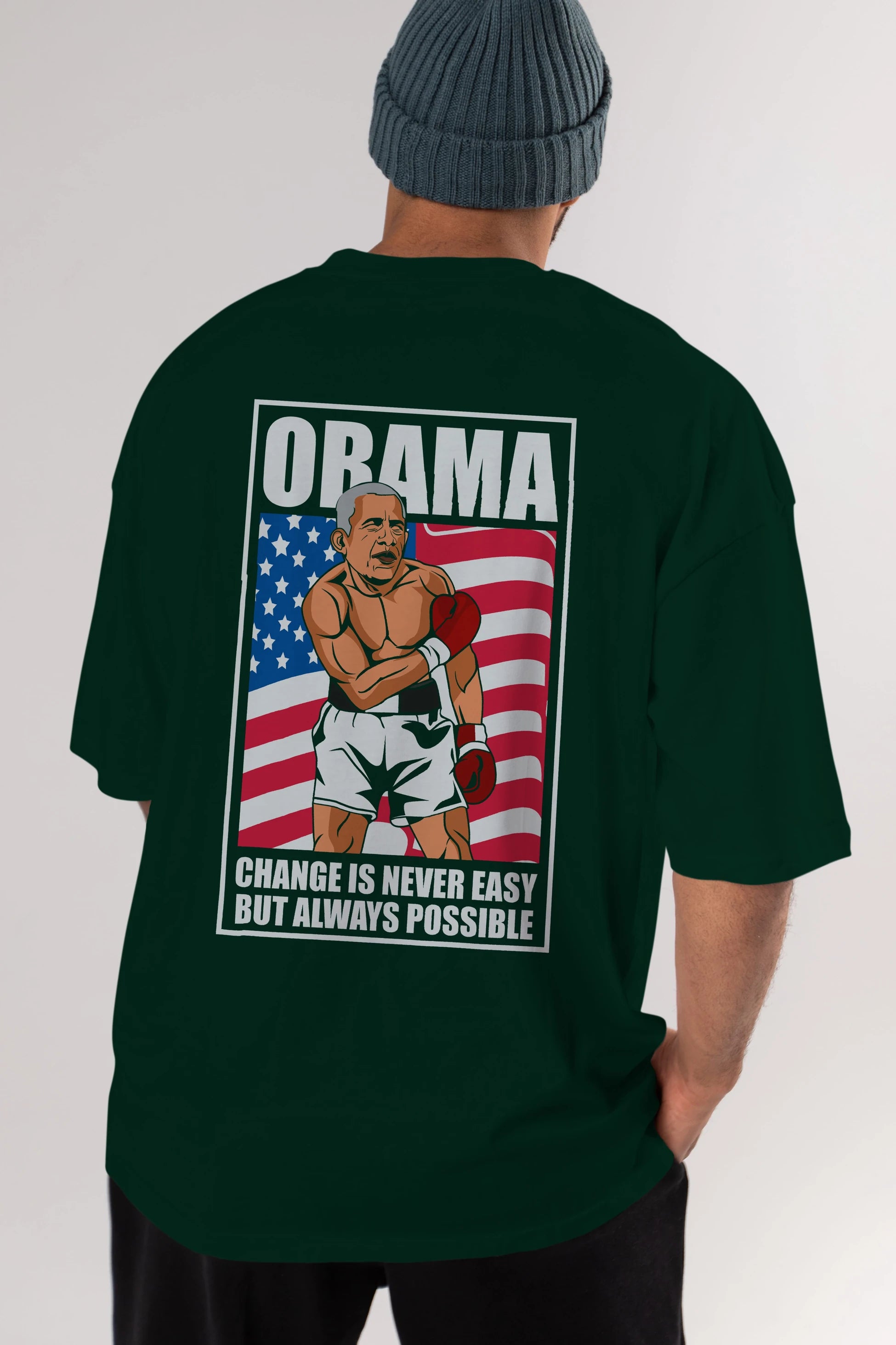 Obama Arka Baskılı Oversize t-shirt Erkek Kadın Unisex %100 Pamuk tişort