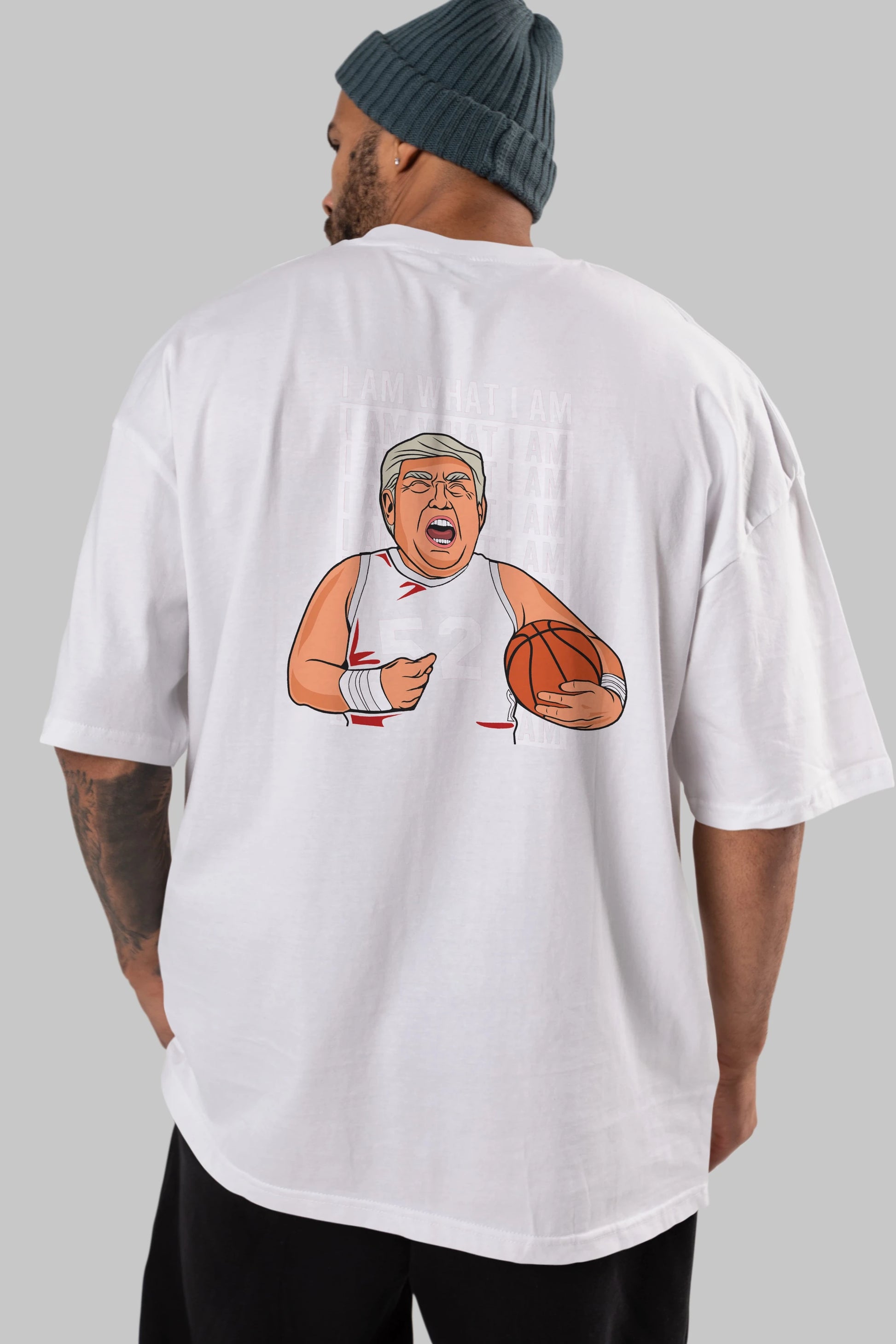 Trump Basketball Arka Baskılı Oversize t-shirt Erkek Kadın Unisex %100 Pamuk tişort