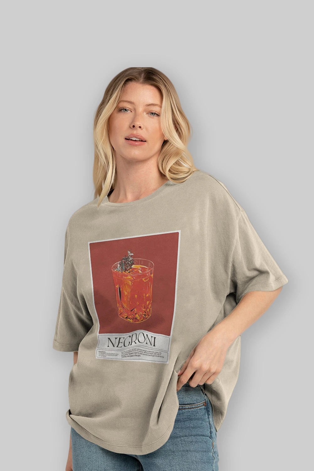 Negroni 2 Ön Baskılı Oversize t-shirt Erkek Kadın Unisex %100 Pamuk Bisiklet Yaka tişort