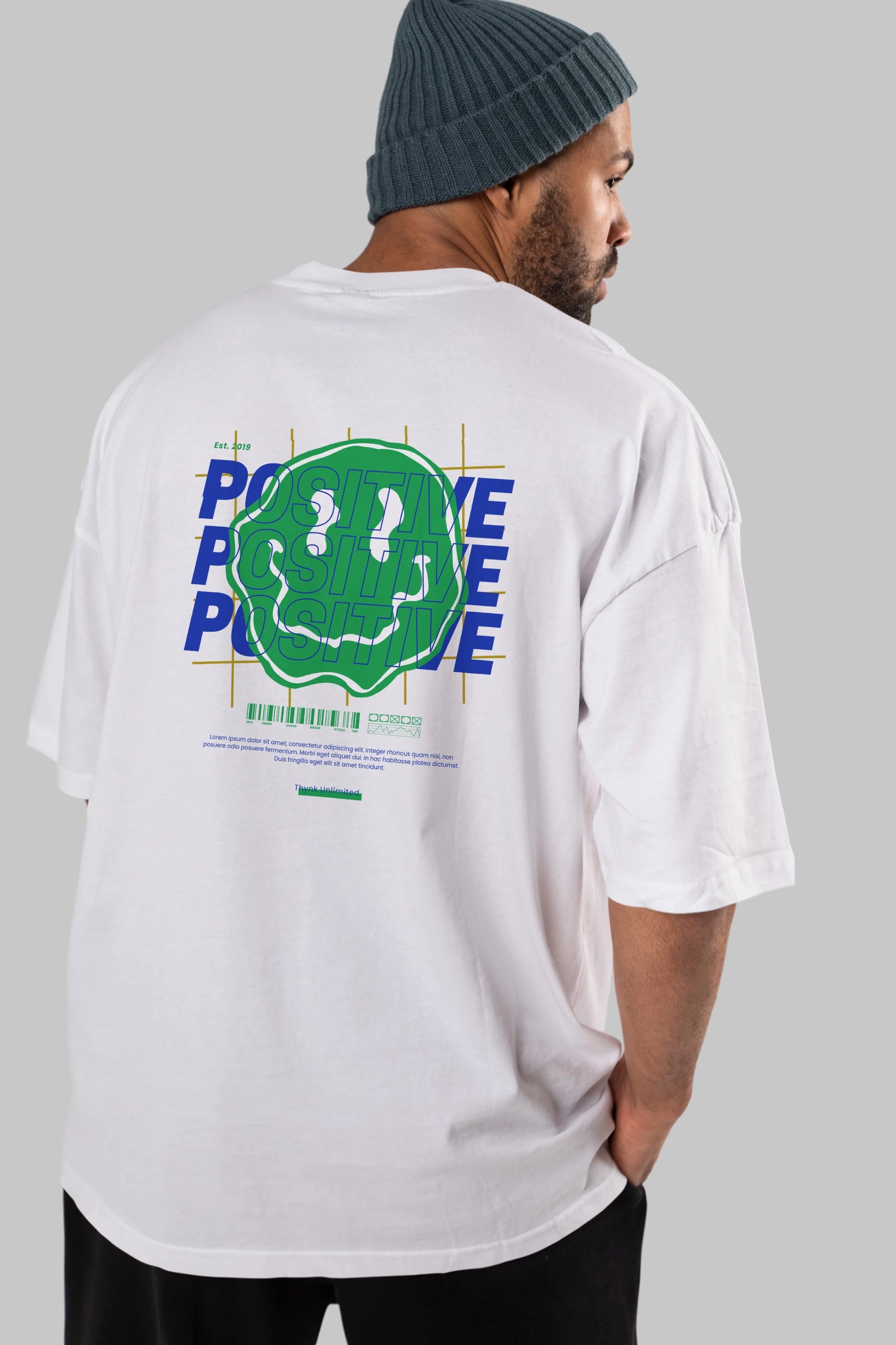 Positive 2 Arka Baskılı Oversize t-shirt Erkek Kadın Unisex