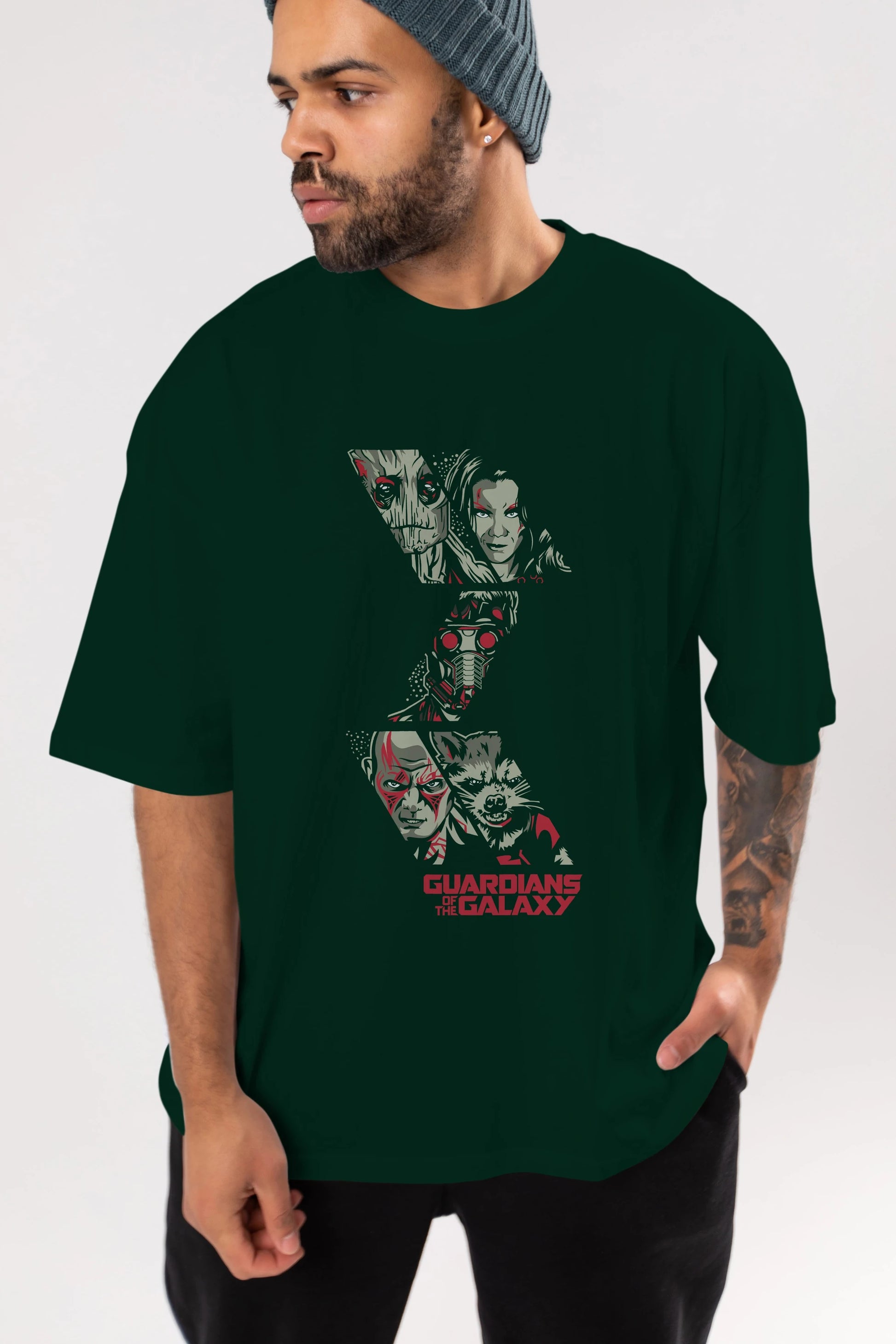 Guardians of The Galaxy (2) Ön Baskılı Oversize t-shirt Erkek Kadın Unisex %100 Pamuk Bisiklet Yaka tişort