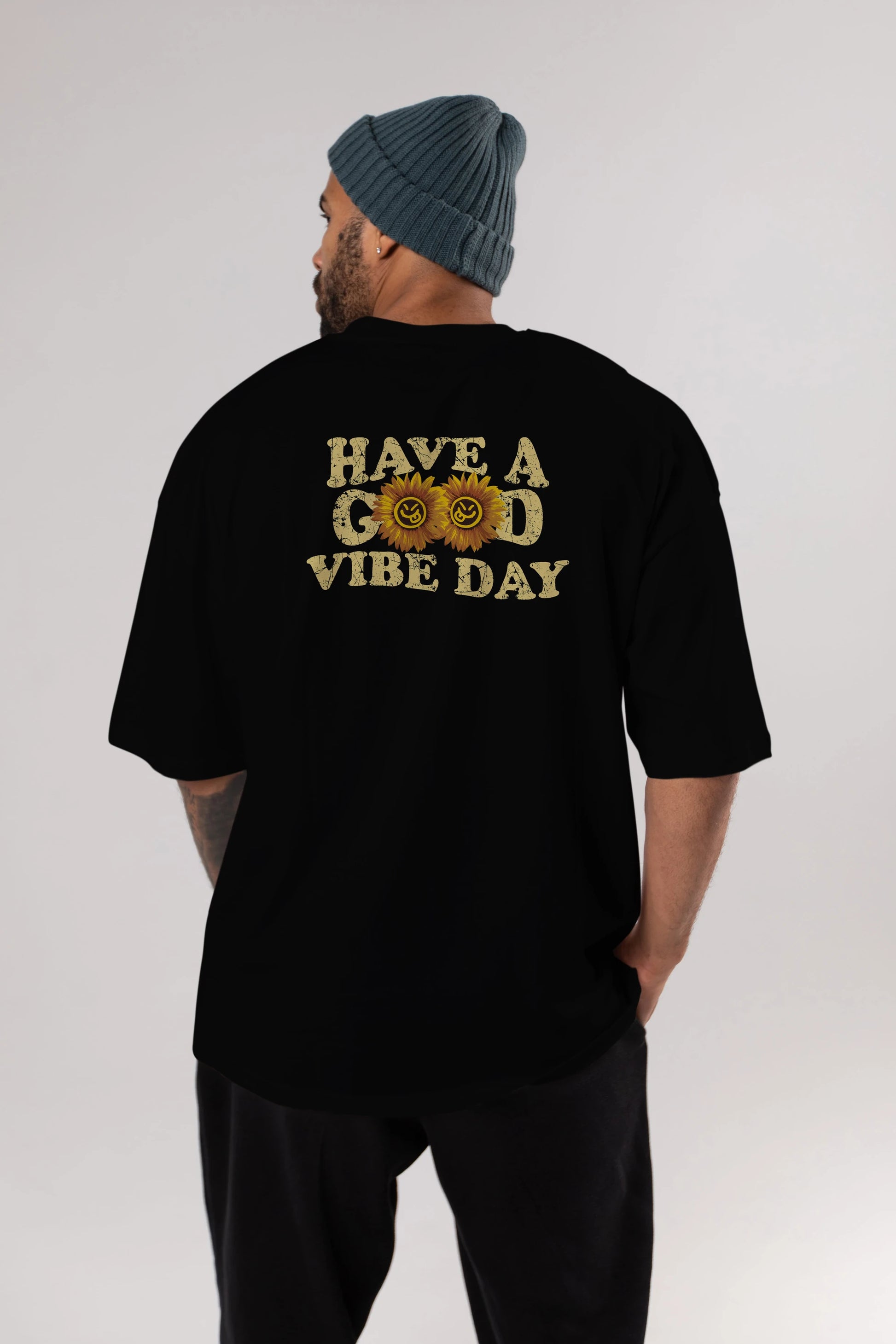 Have a Good Vibe Day Arka Baskılı Oversize t-shirt Erkek Kadın Unisex