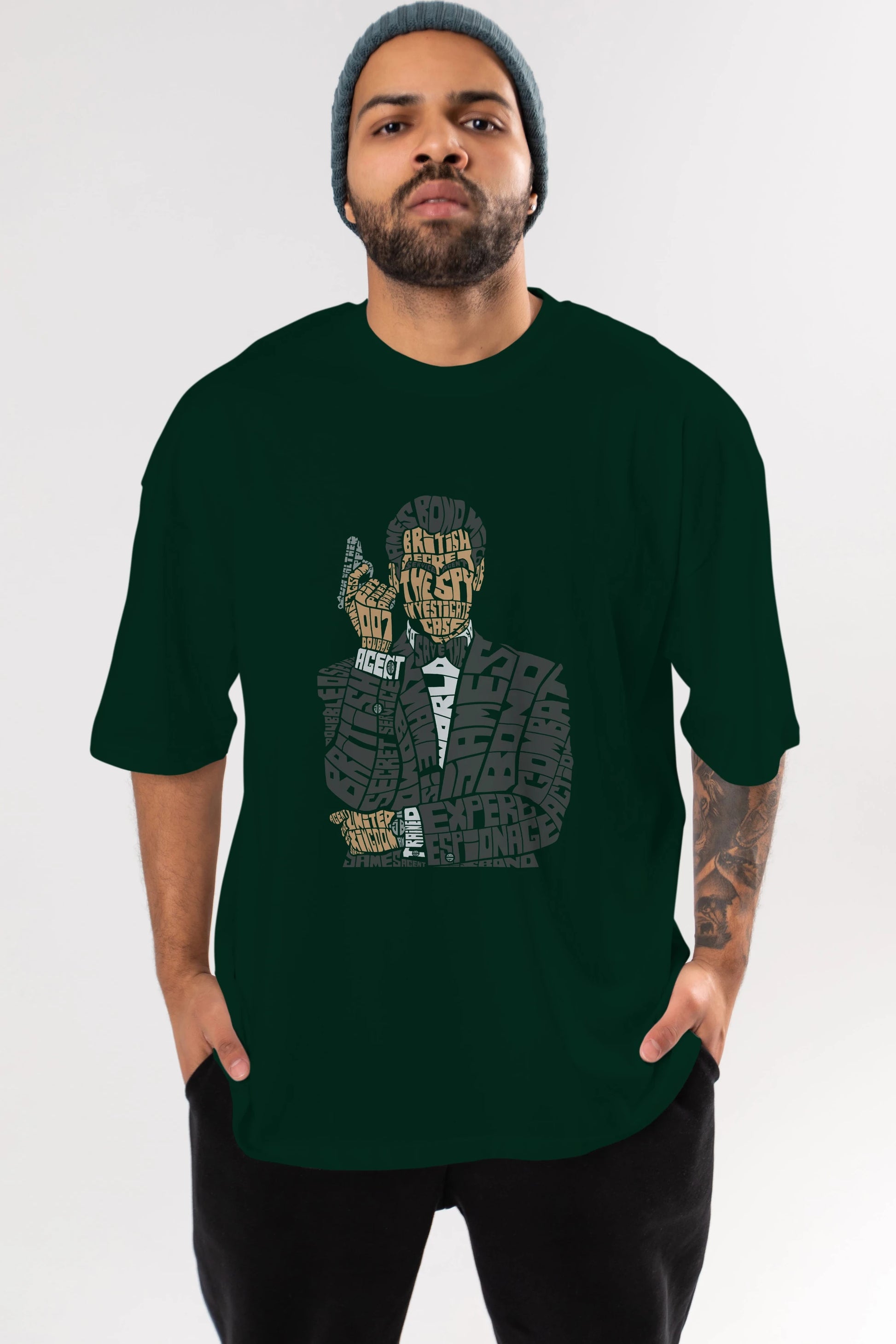 James Bond Ön Baskılı Oversize t-shirt %100 pamuk Erkek Kadın Unisex