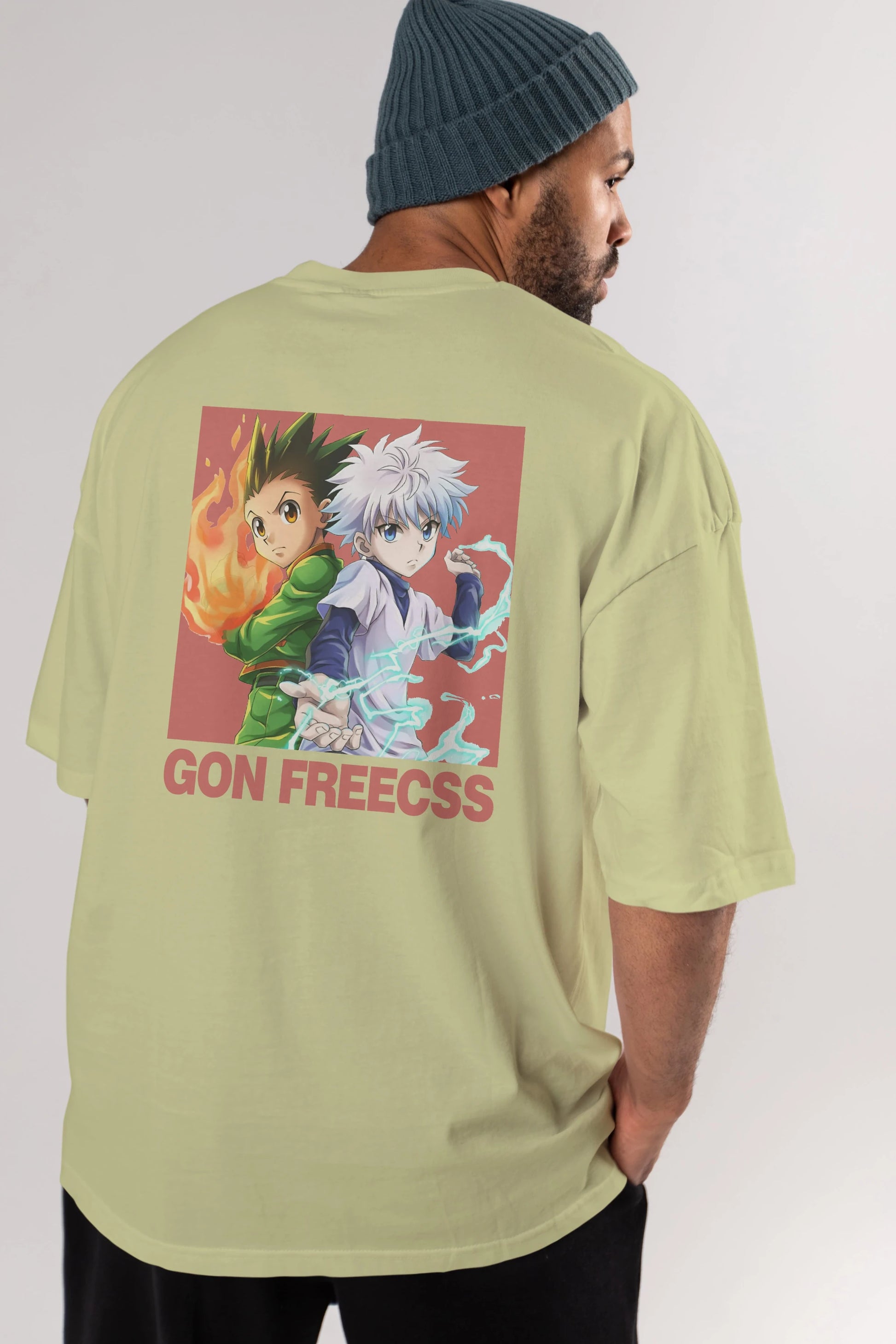 Gon Freecss HUNTER X HUNTER 4 Anime Arka Baskılı Oversize t-shirt Erkek Kadın Unisex