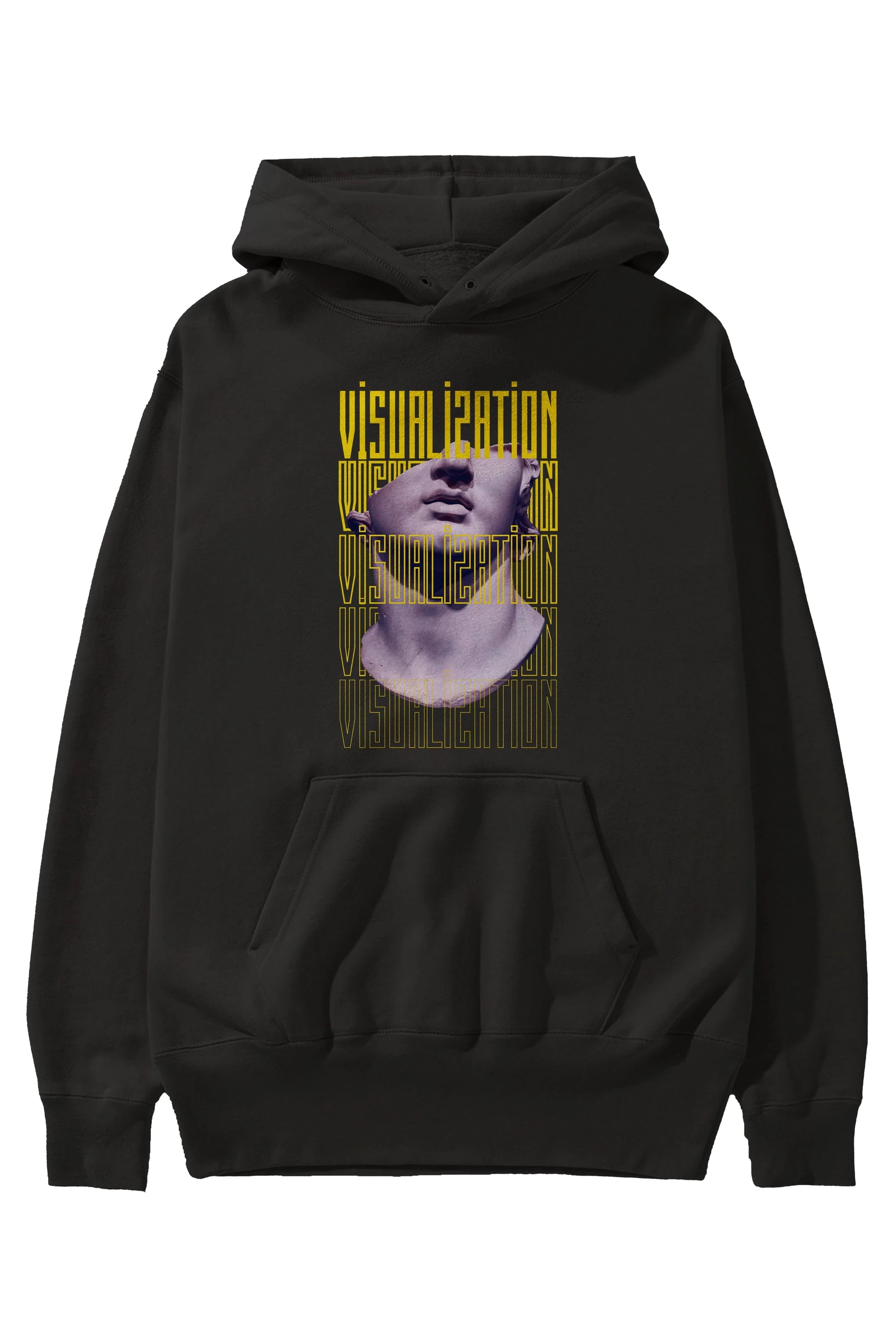 Visualization Yazılı Ön Baskılı Oversize Hoodie Kapüşonlu Sweatshirt Erkek Kadın Unisex