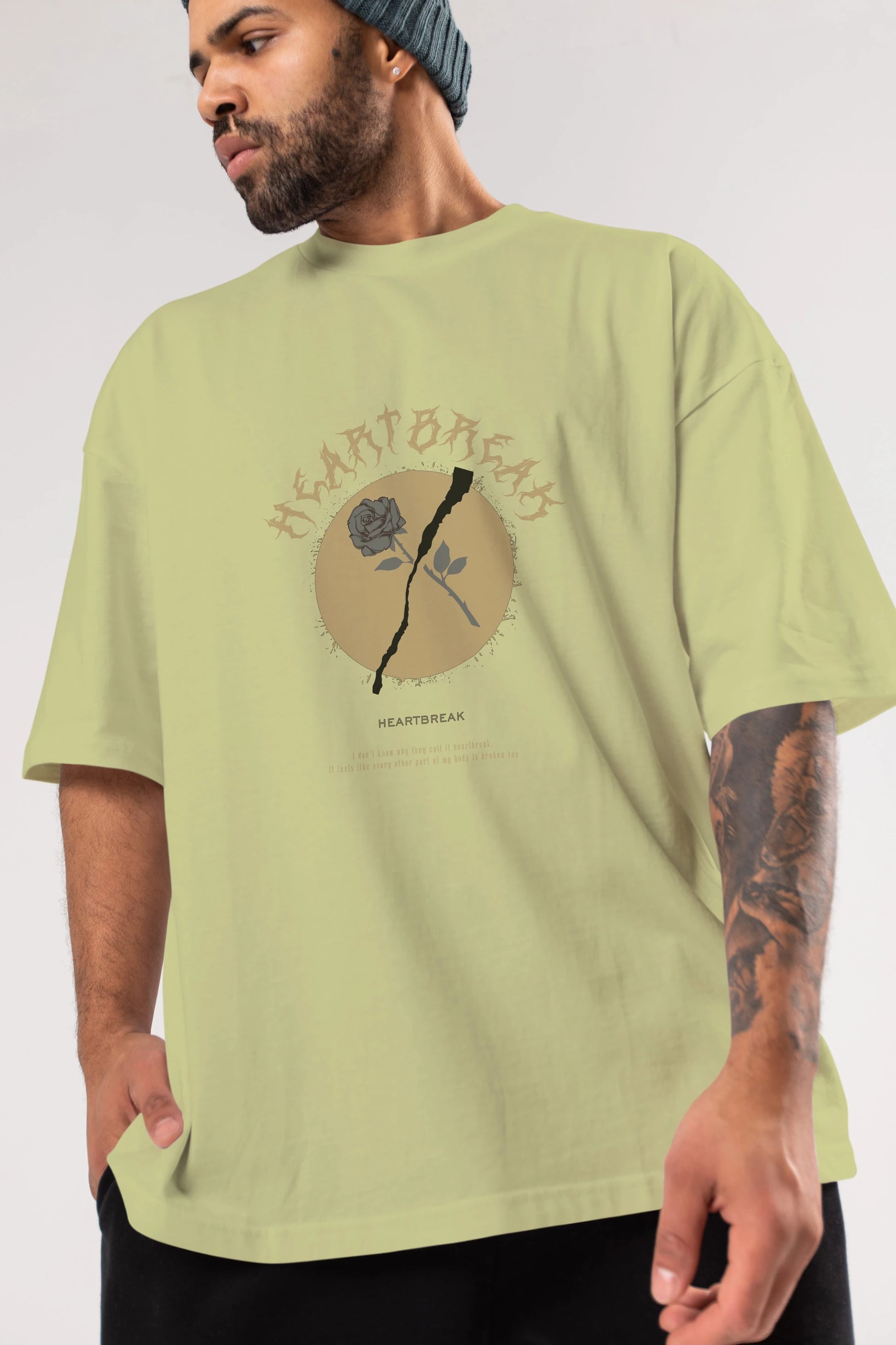 Heartbreak Ön Baskılı Oversize t-shirt Erkek Kadın Unisex