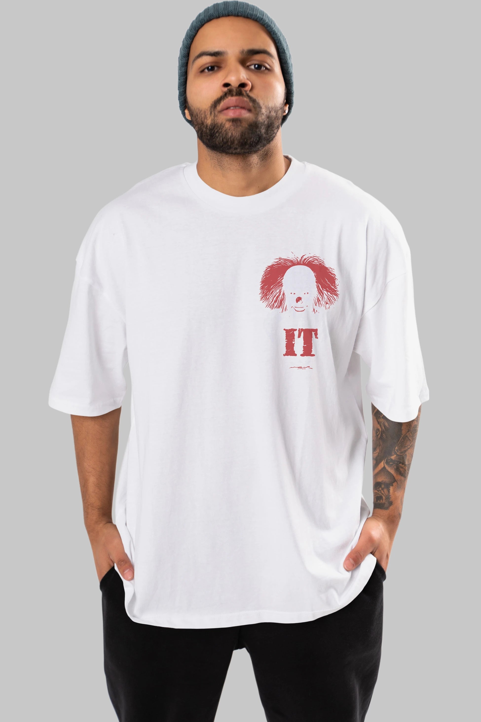 it Ön Sol Baskılı Oversize t-shirt Erkek Kadın Unisex %100 Pamuk Bisiklet Yaka tişort