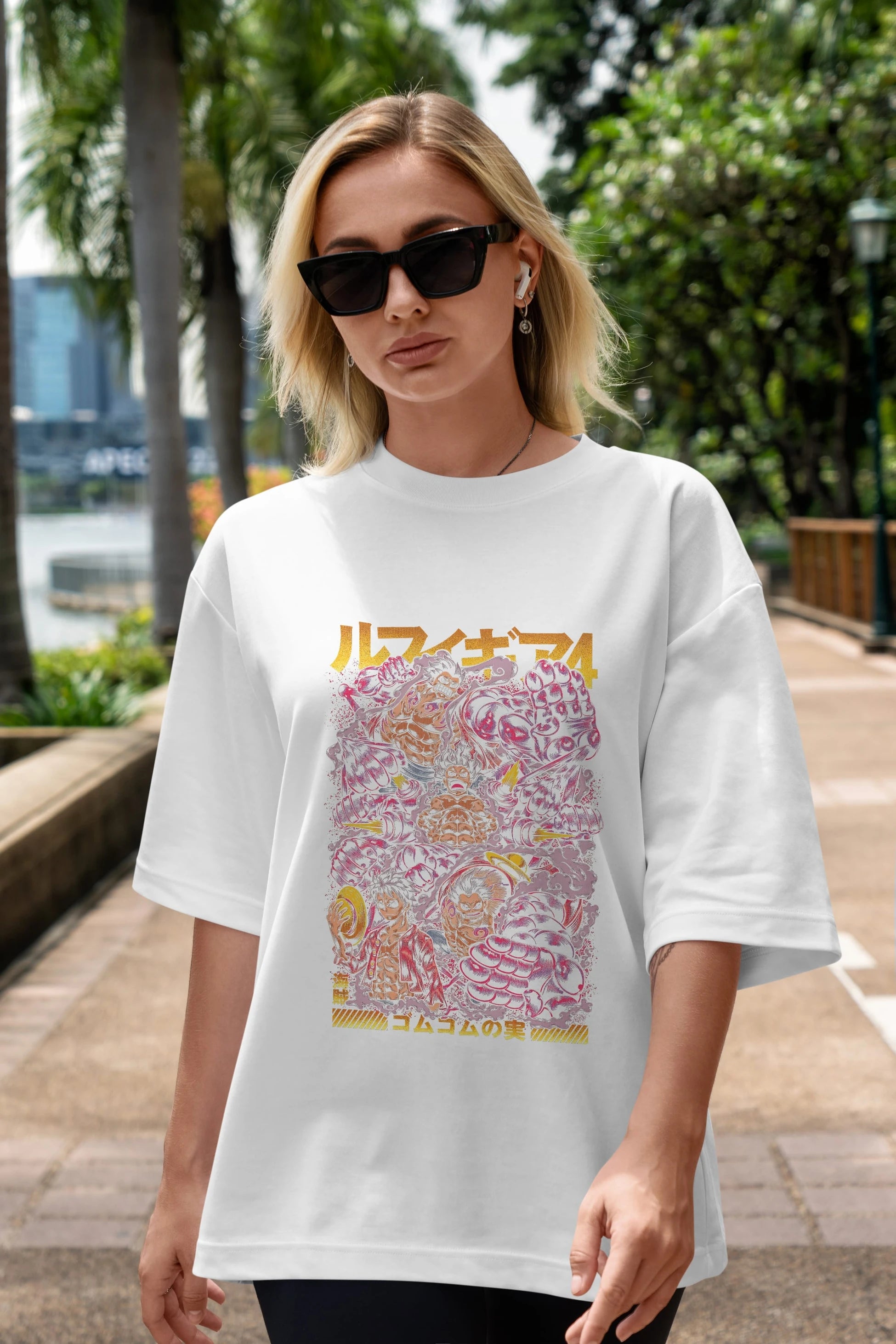 MONKEY D. LUFFY (2) Anime Ön Baskılı Oversize t-shirt %100 pamuk Erkek Kadın Unisex