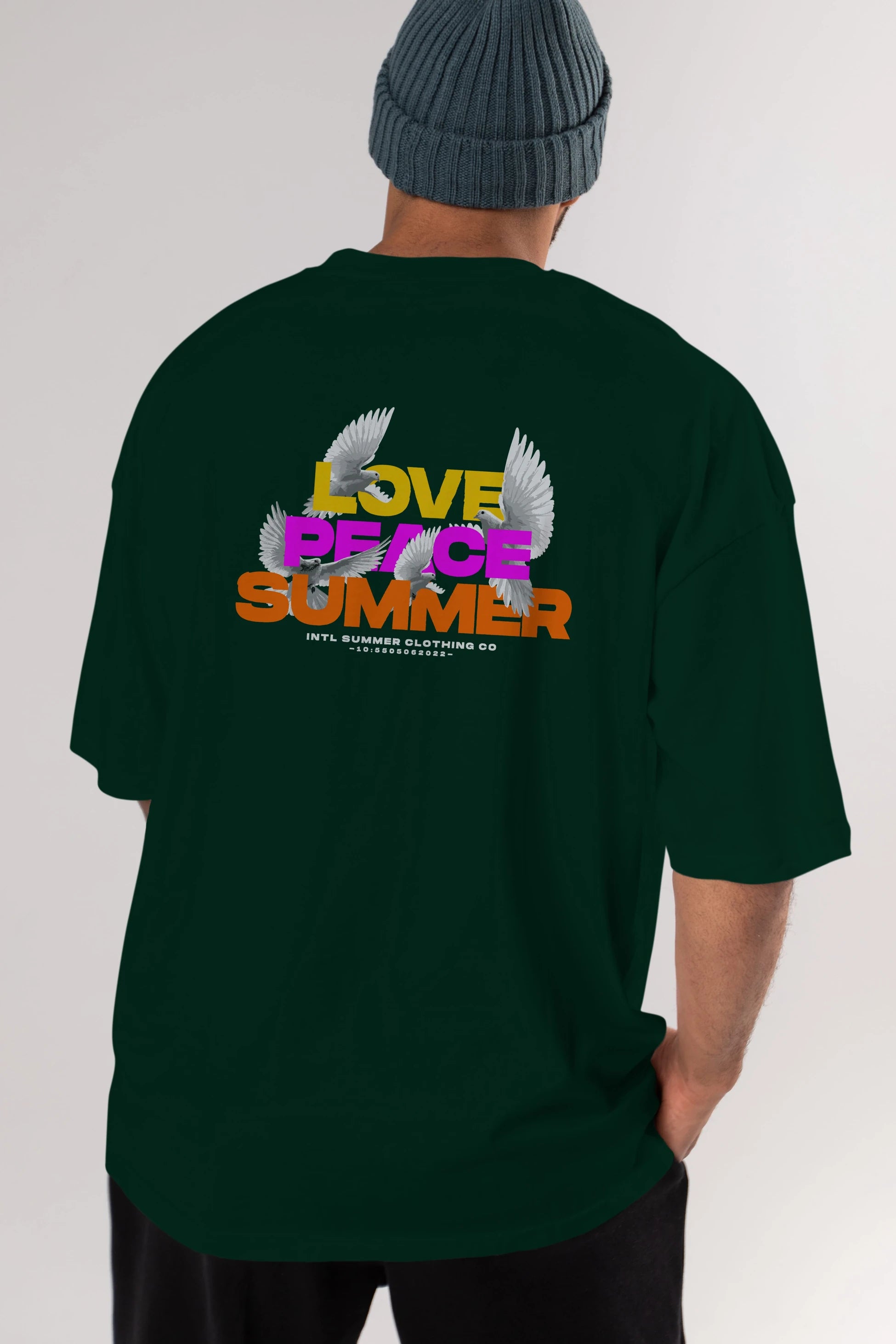 Love Peace Summer Arka Baskılı Oversize t-shirt Erkek Kadın Unisex