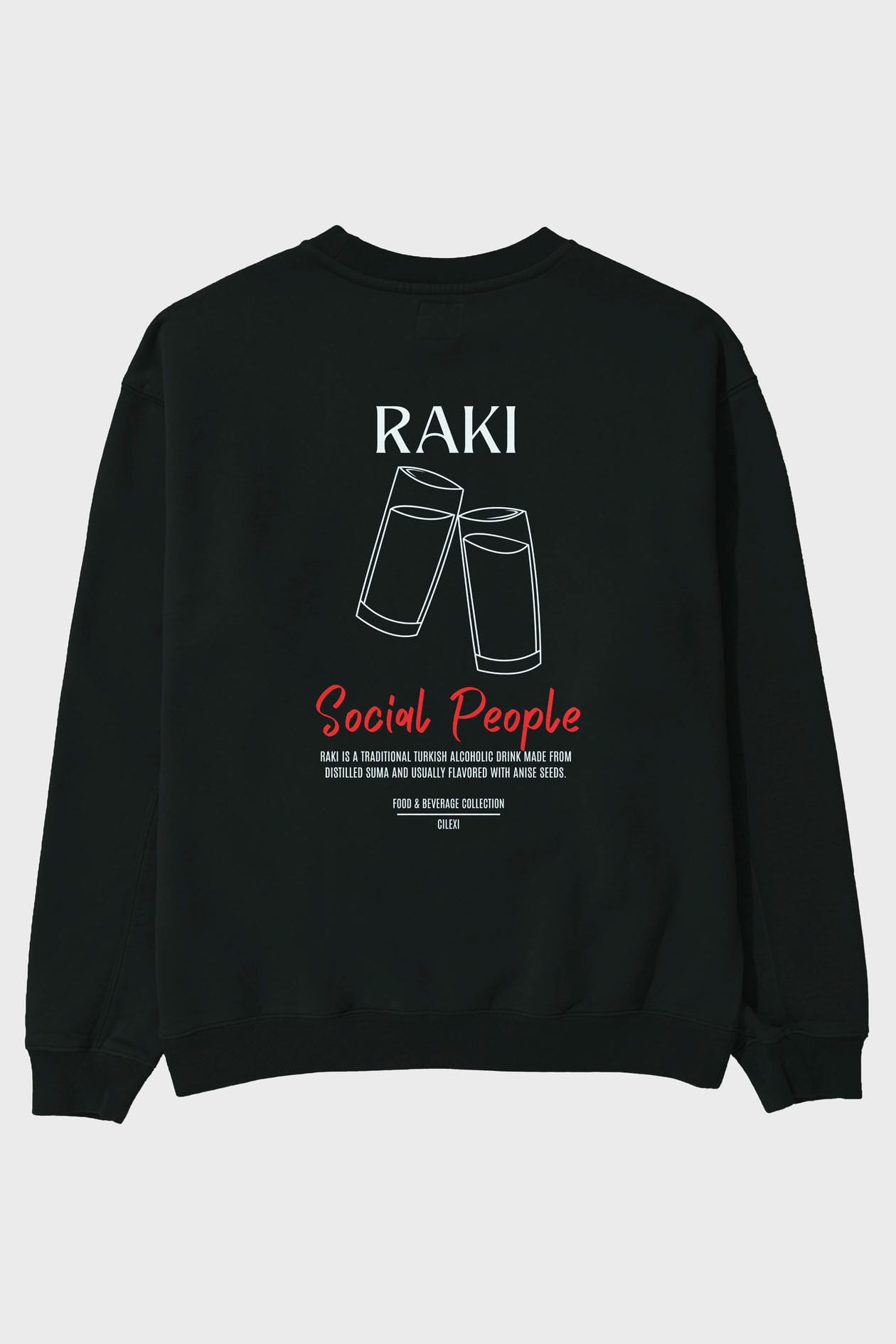 Rakı Arka Baskılı Oversize Sweatshirt Erkek Kadın Unisex