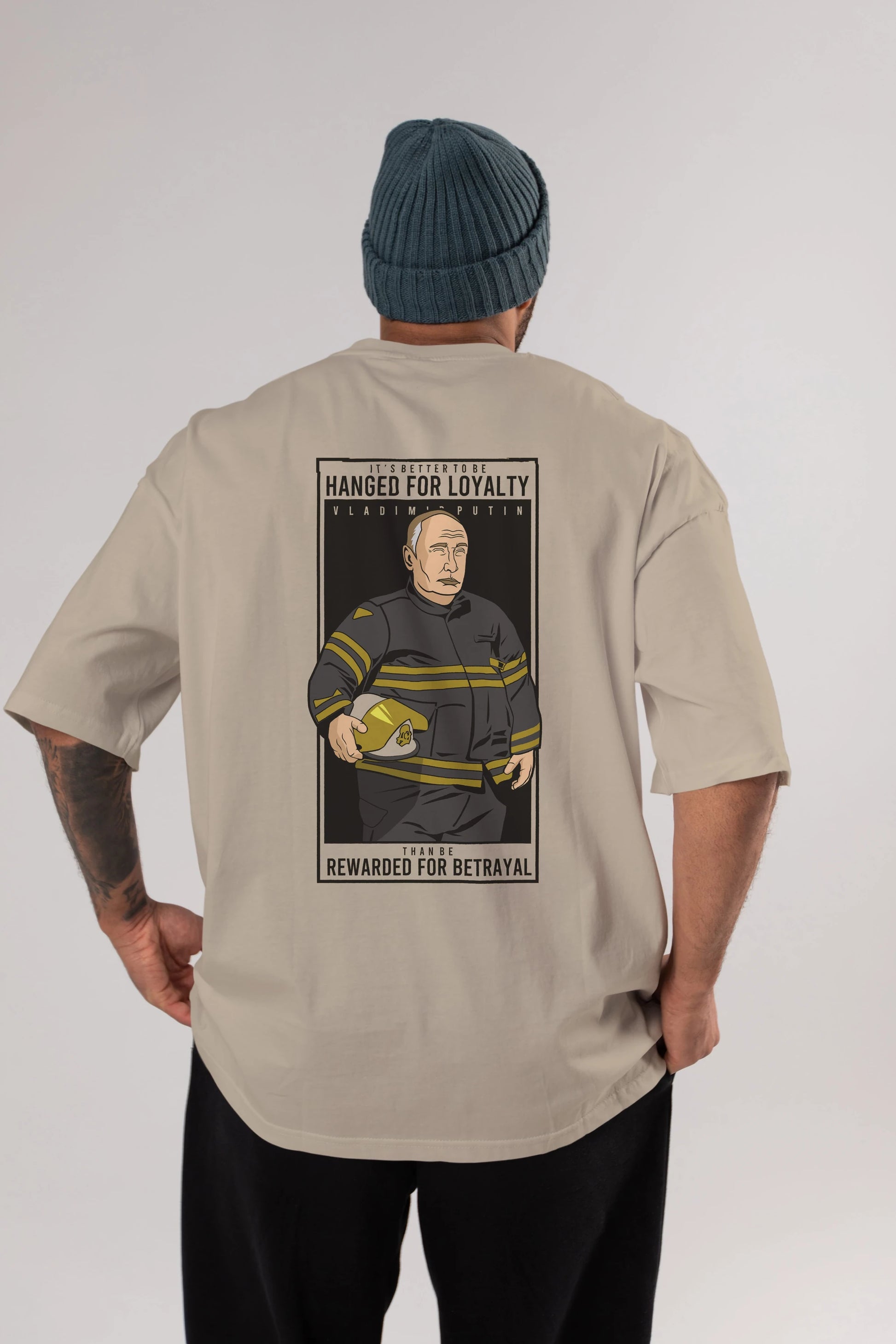 Putin Fireman Arka Baskılı Oversize t-shirt Erkek Kadın Unisex %100 Pamuk tişort