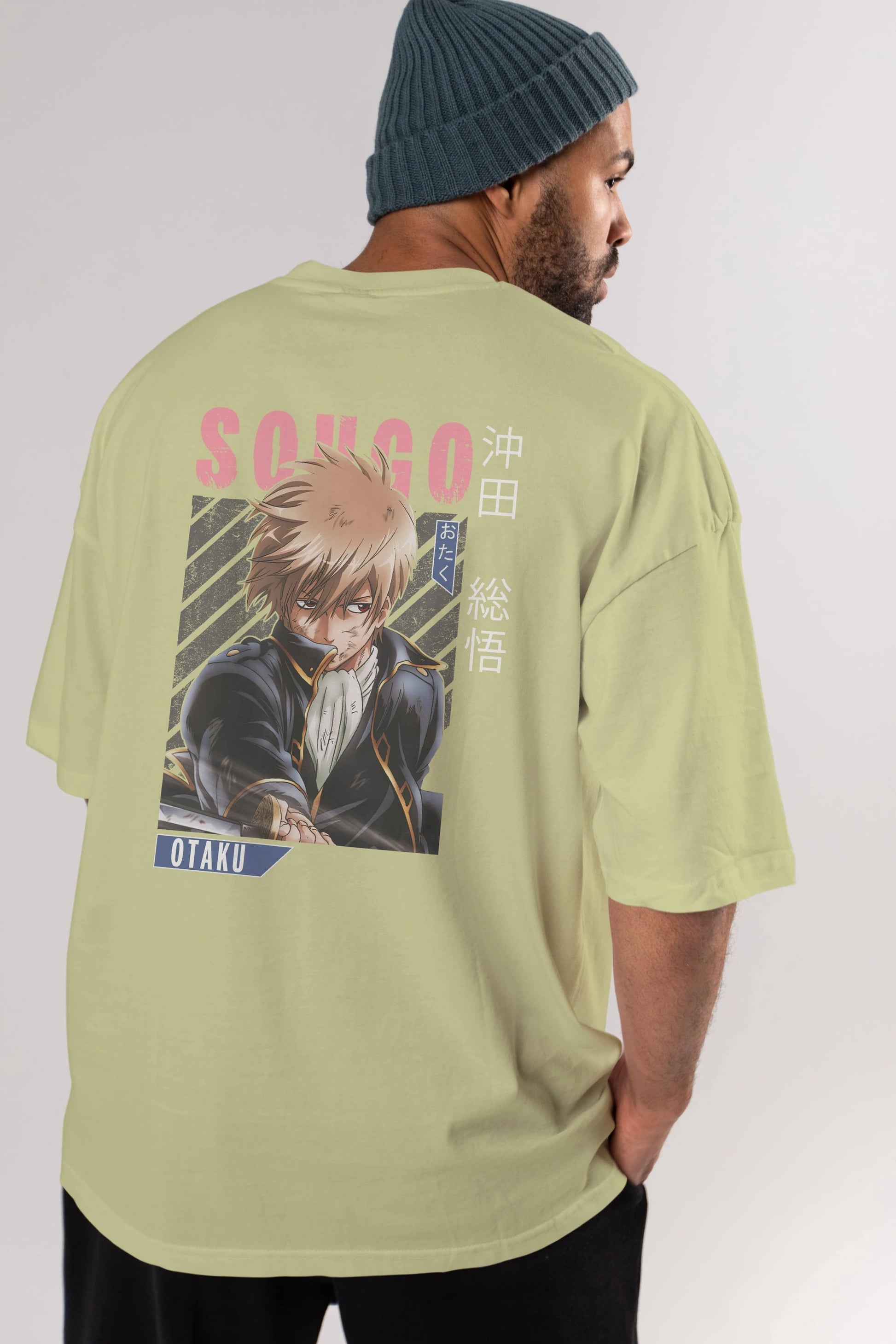Sougo Okita GINTAMA Anime Arka Baskılı Oversize t-shirt Erkek Kadın Unisex