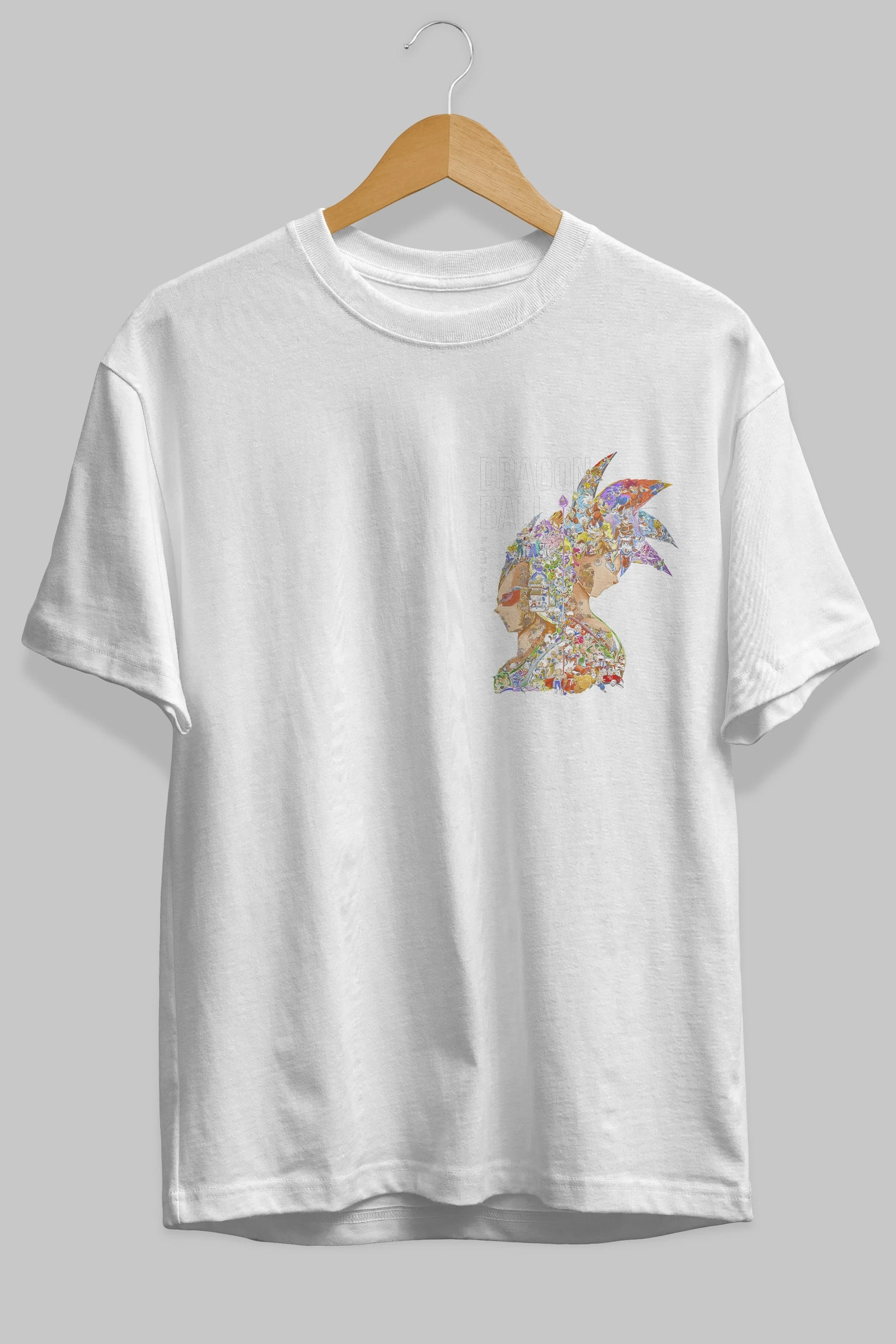 DRAGON BALL ART (5) Ön Sol Baskılı Oversize t-shirt Erkek Kadın Unisex %100 Pamuk Bisiklet Yaka tişort