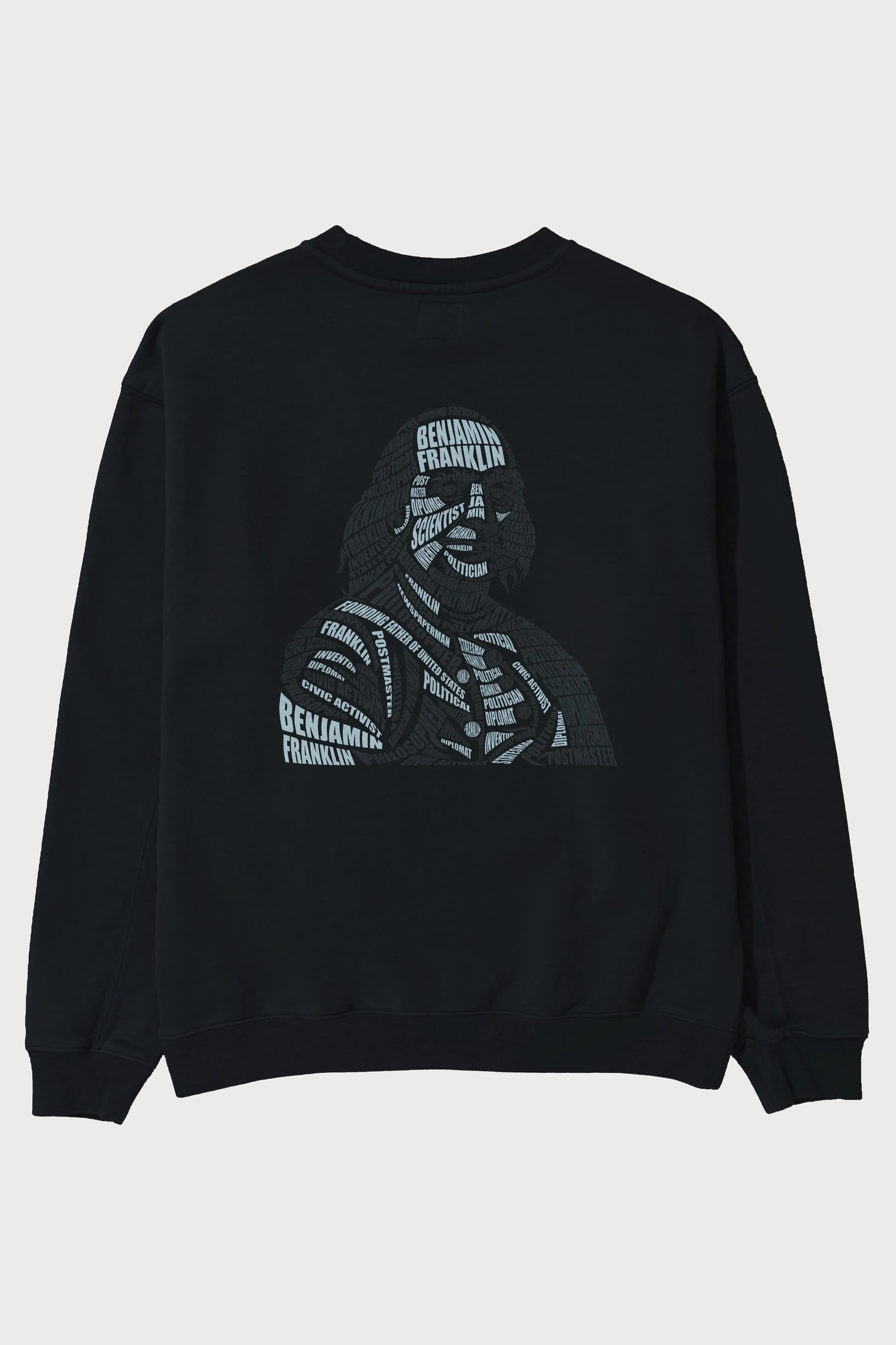 Benjamin Franklin Calligram Arka Baskılı Oversize Sweatshirt Erkek Kadın Unisex