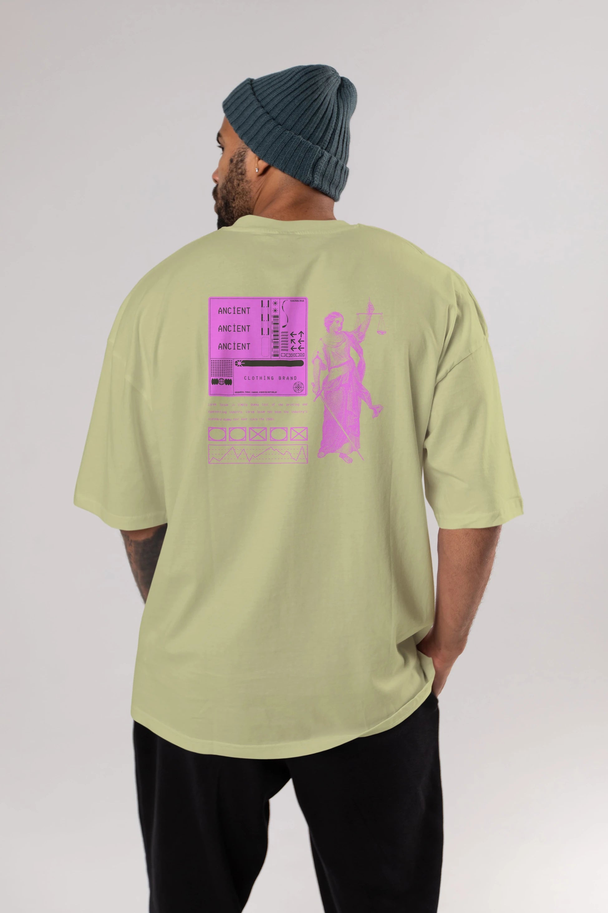 Ancient Streetwear Arka Baskılı Oversize t-shirt Erkek Kadın Unisex