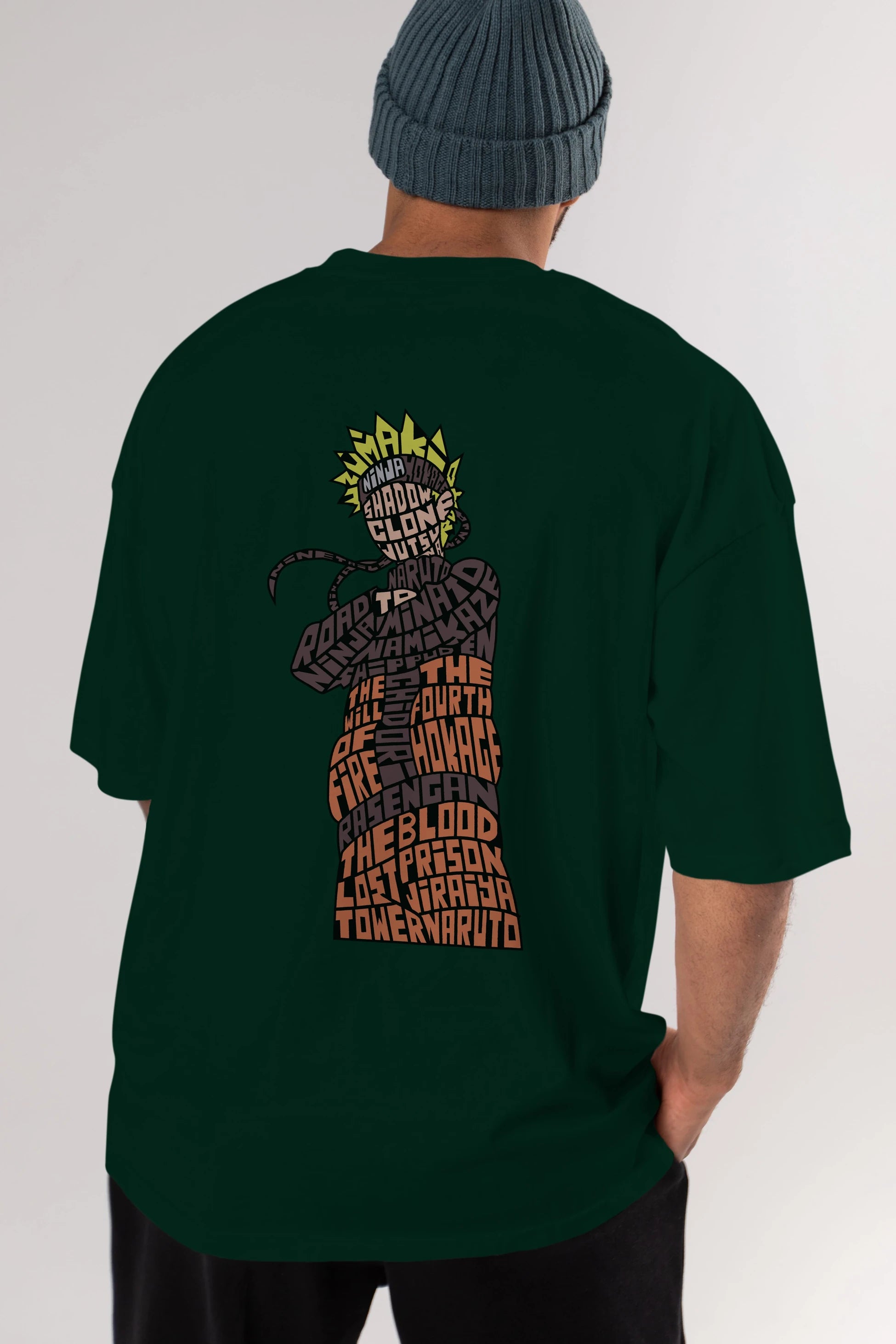 Rasengan Arka Baskılı Oversize t-shirt %100 pamuk Erkek Kadın Unisex