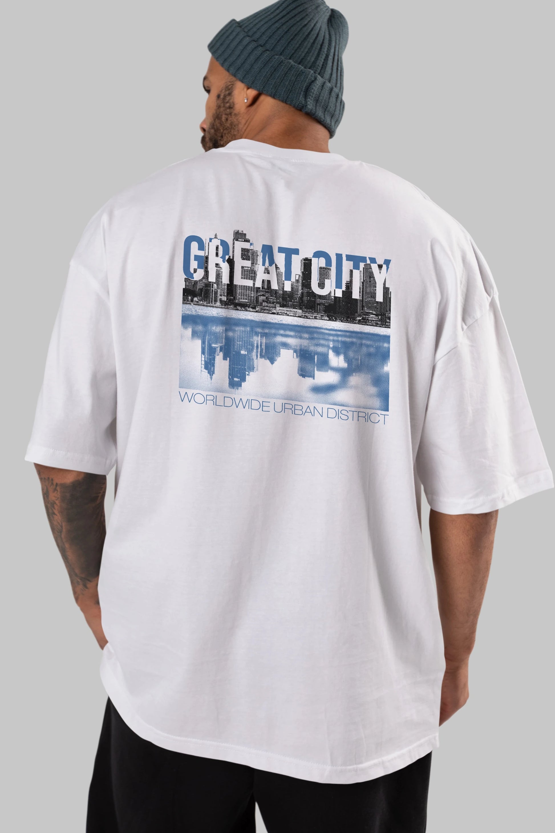 Great City Arka Baskılı Oversize t-shirt Erkek Kadın Unisex