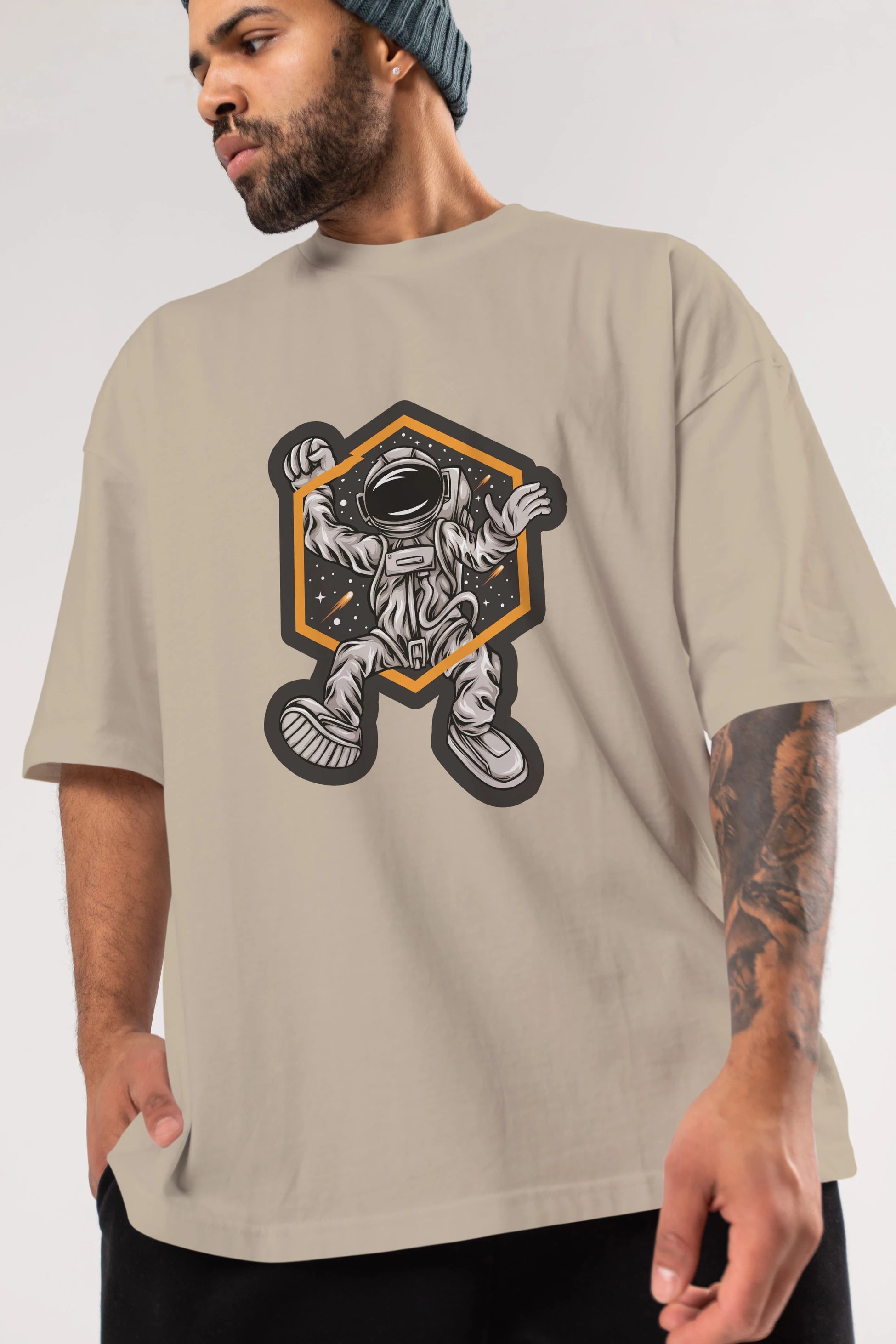 Astrofun Sticker Ön Baskılı Oversize t-shirt Erkek Kadın Unisex